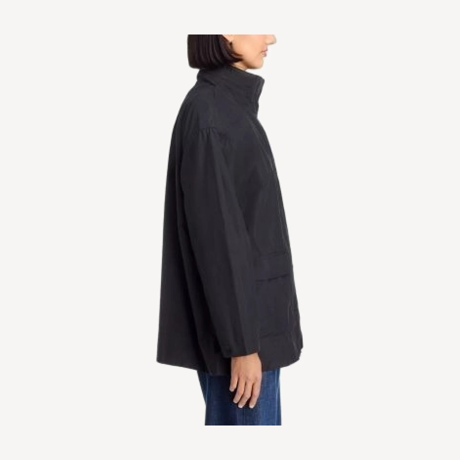 Eileen Fisher Stand Collar Hidden Hood Coat