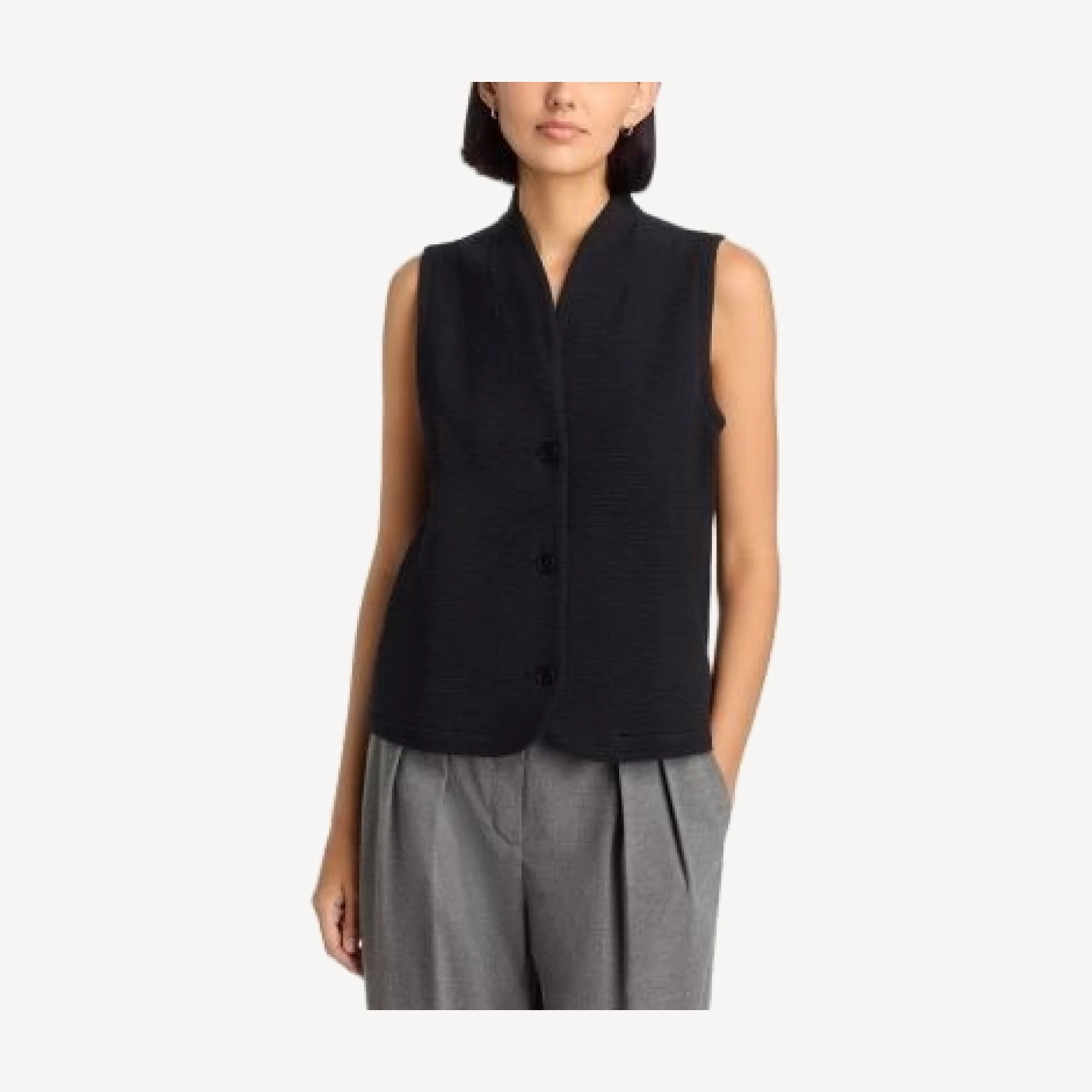 Eileen Fisher Textured High Collar Vest