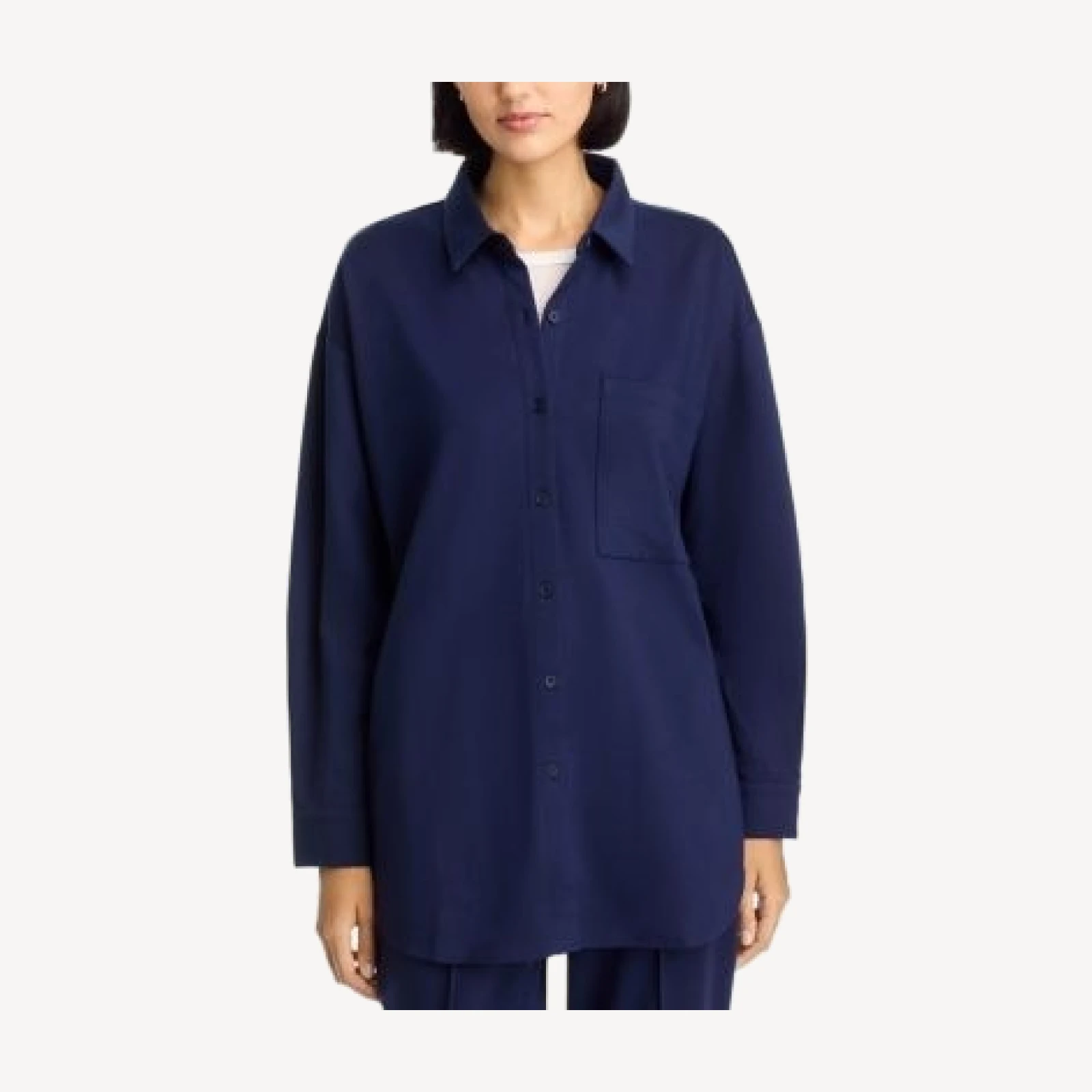 Eileen Fisher Lightweight Ponte Classic Collar Long Shirt