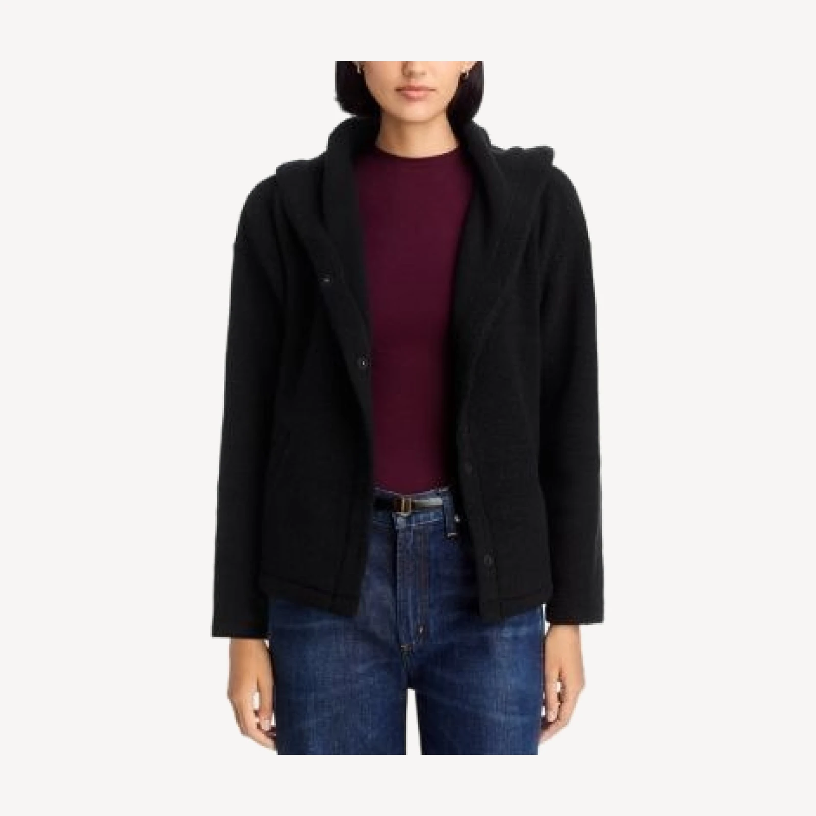 Eileen Fisher Boucle Hooded Boxy Jacket