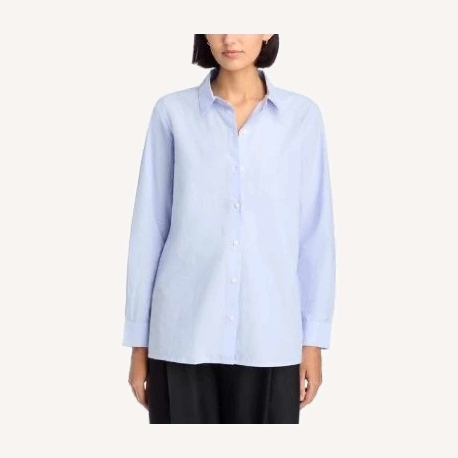 Eileen Fisher Striped Poplin Classic Collar Easy Shirt