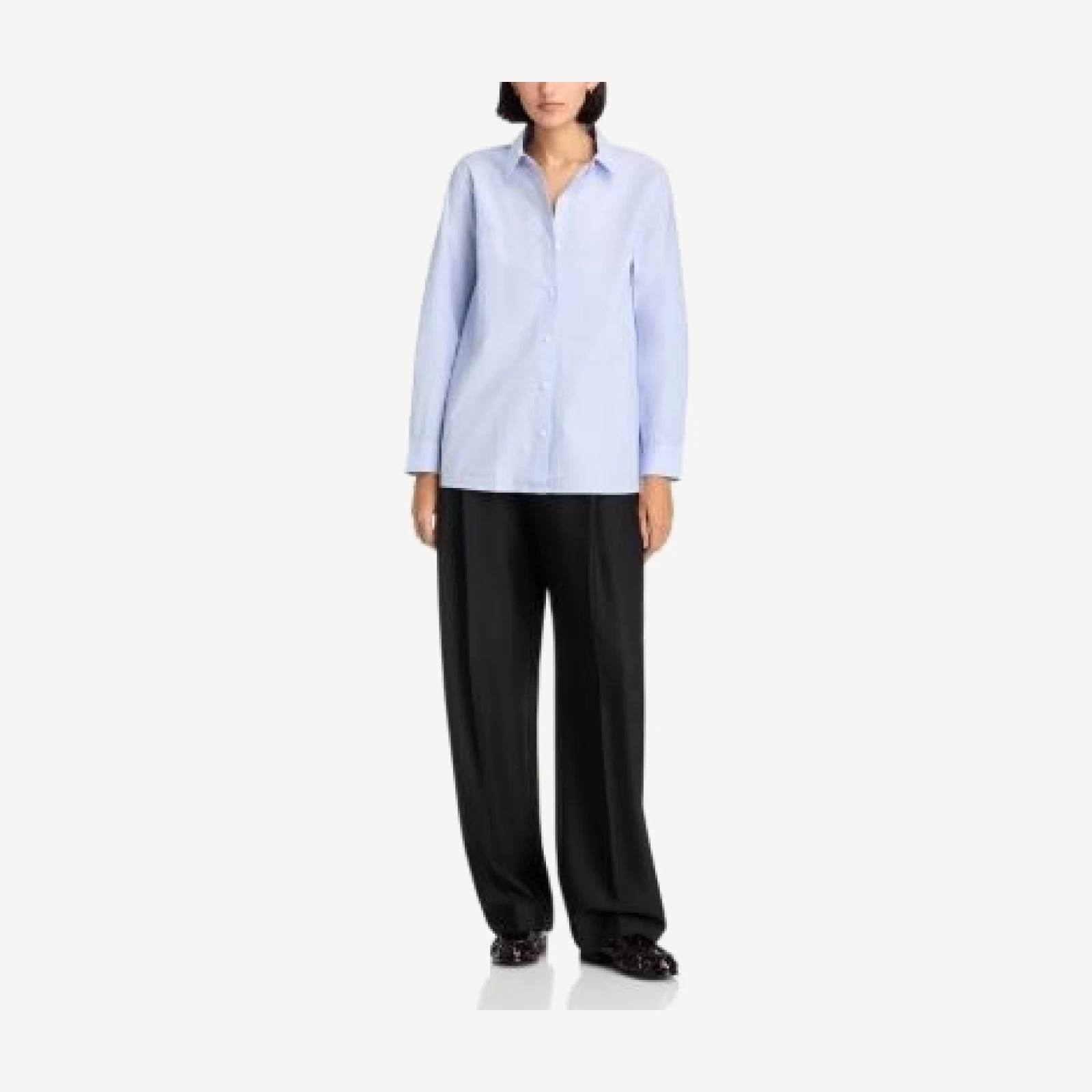 Eileen Fisher Striped Poplin Classic Collar Easy Shirt