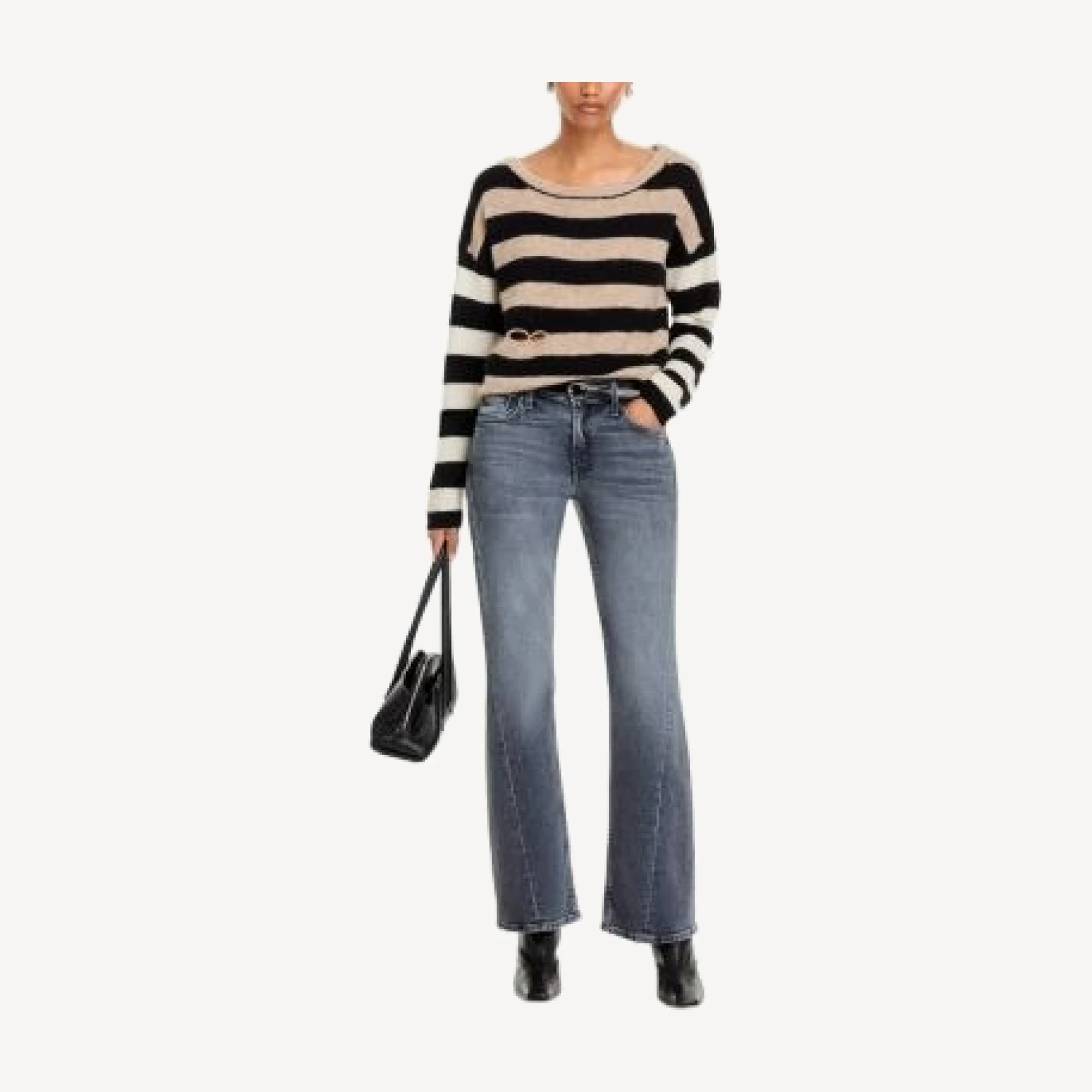 Mother The Bookie Cotton Stretch Mid Rise Bootcut Jeans in Rock Hard