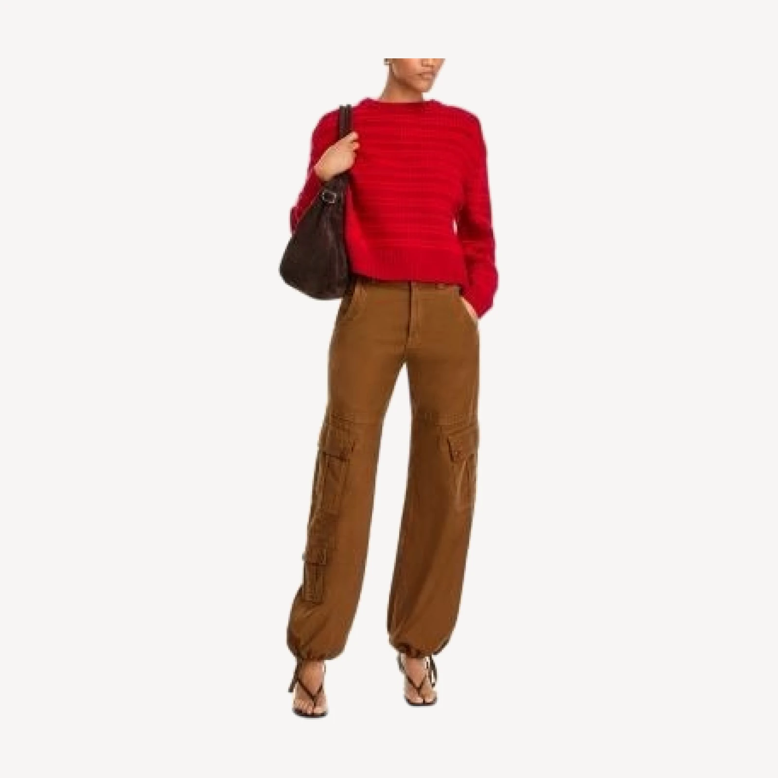 Mother Cotton Mid Rise Tie Hem Cargo Pants
