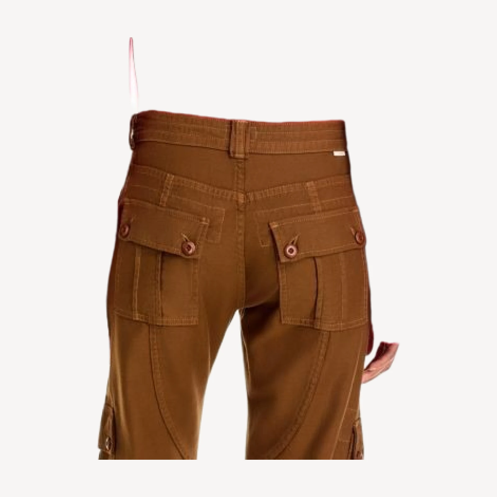 Mother Cotton Mid Rise Tie Hem Cargo Pants