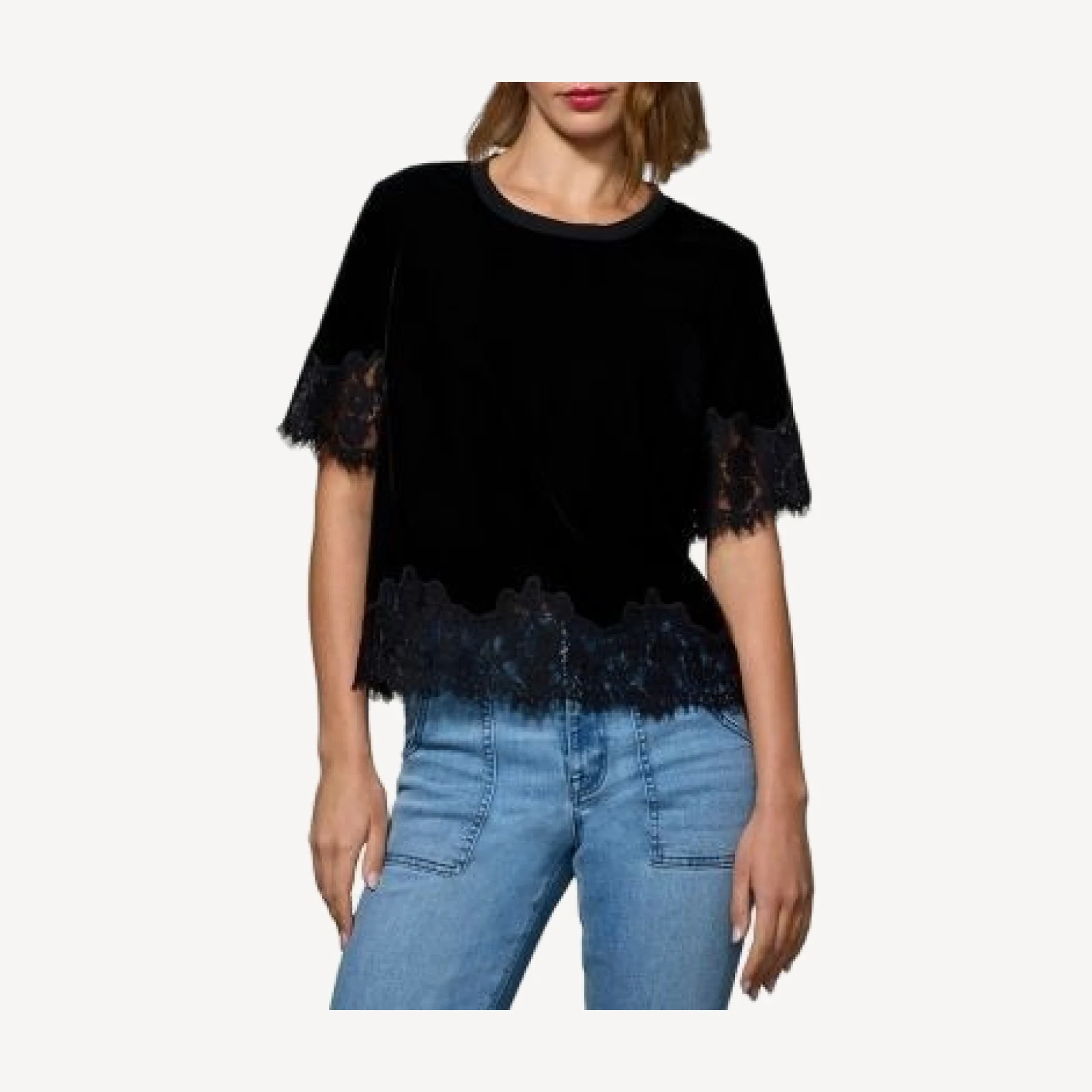 Sanctuary One of a Kind Velvet Lace Top