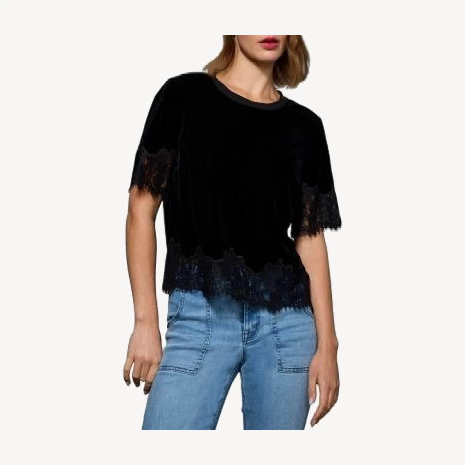 Sanctuary One of a Kind Velvet Lace Top