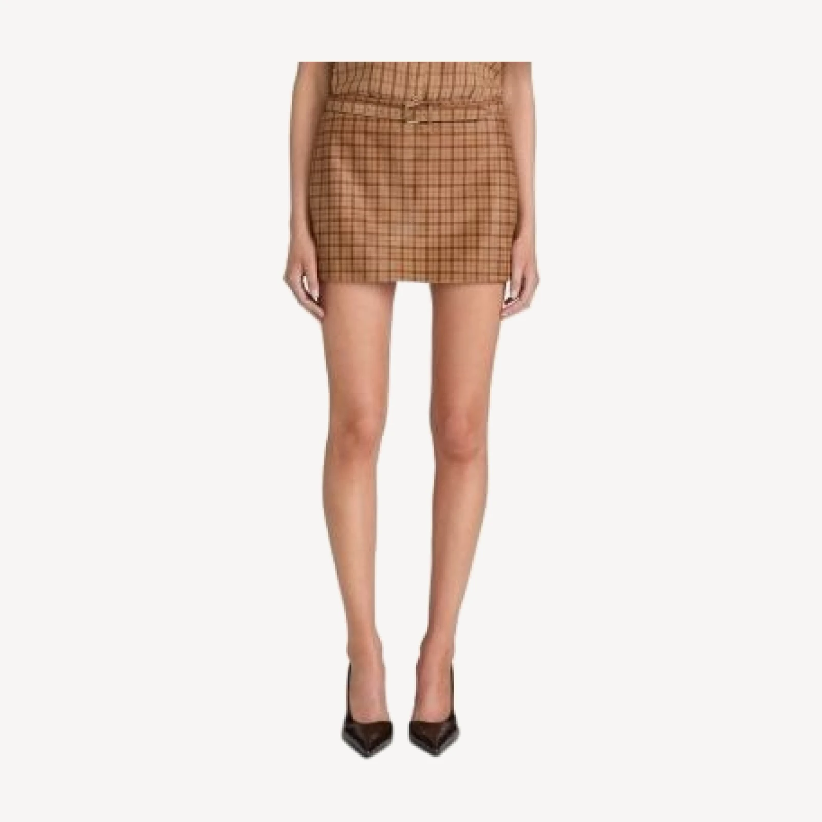 Frame The Calf Hair Plaid Belted Mini Skirt