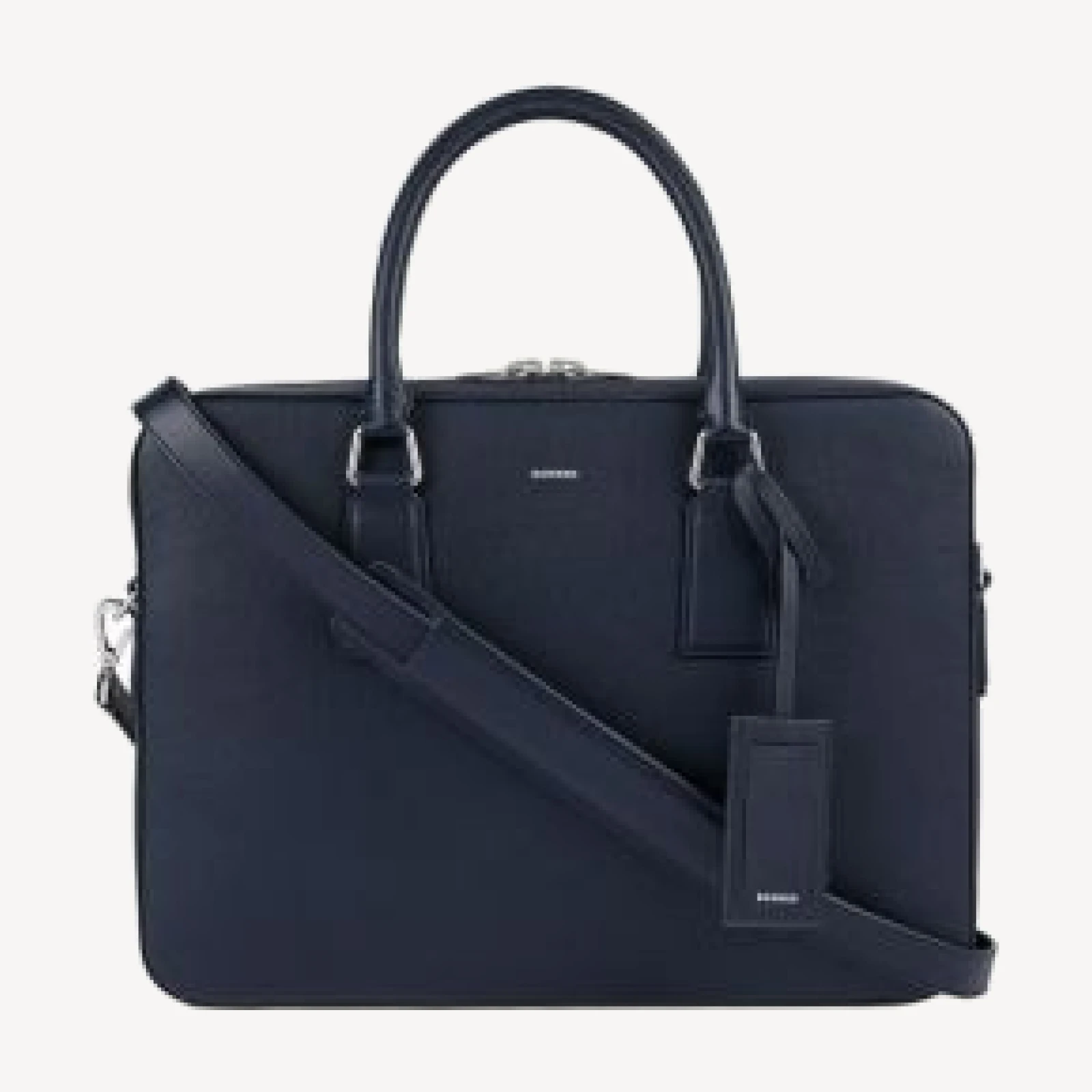 Sandro Large Grained Leather Briefcase