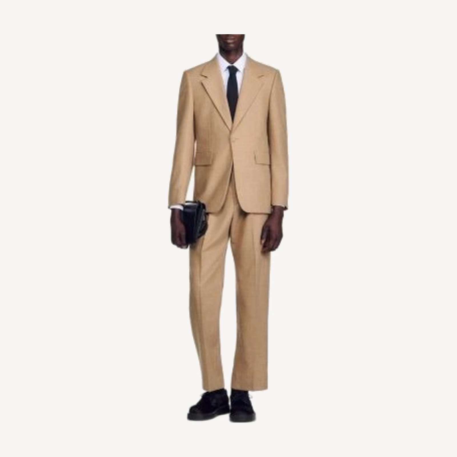 Sandro Wool Mode Flannel Wide Fit Suit Jacket