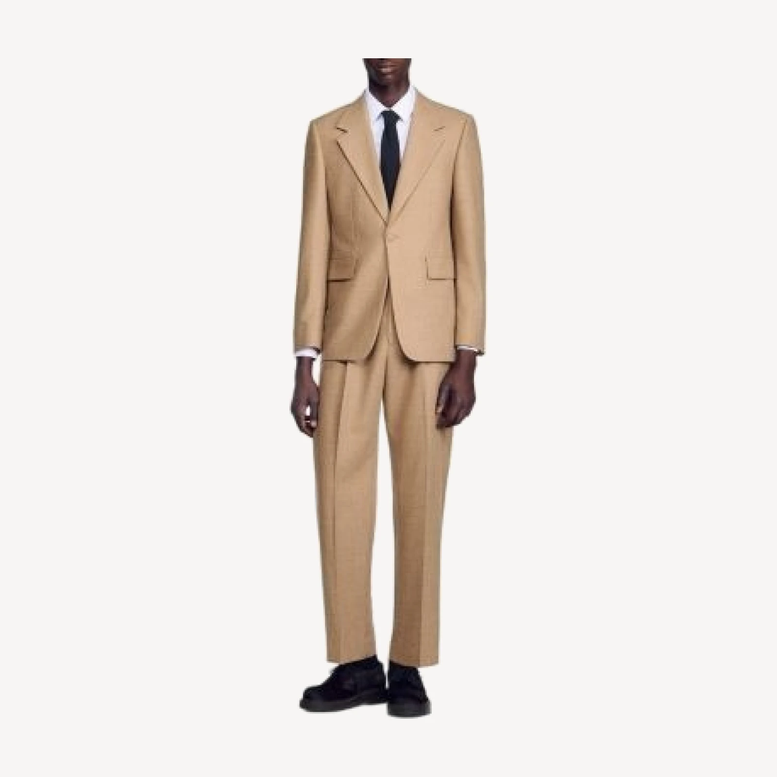 Sandro Wool Mode Flannel Wide Fit Suit Jacket