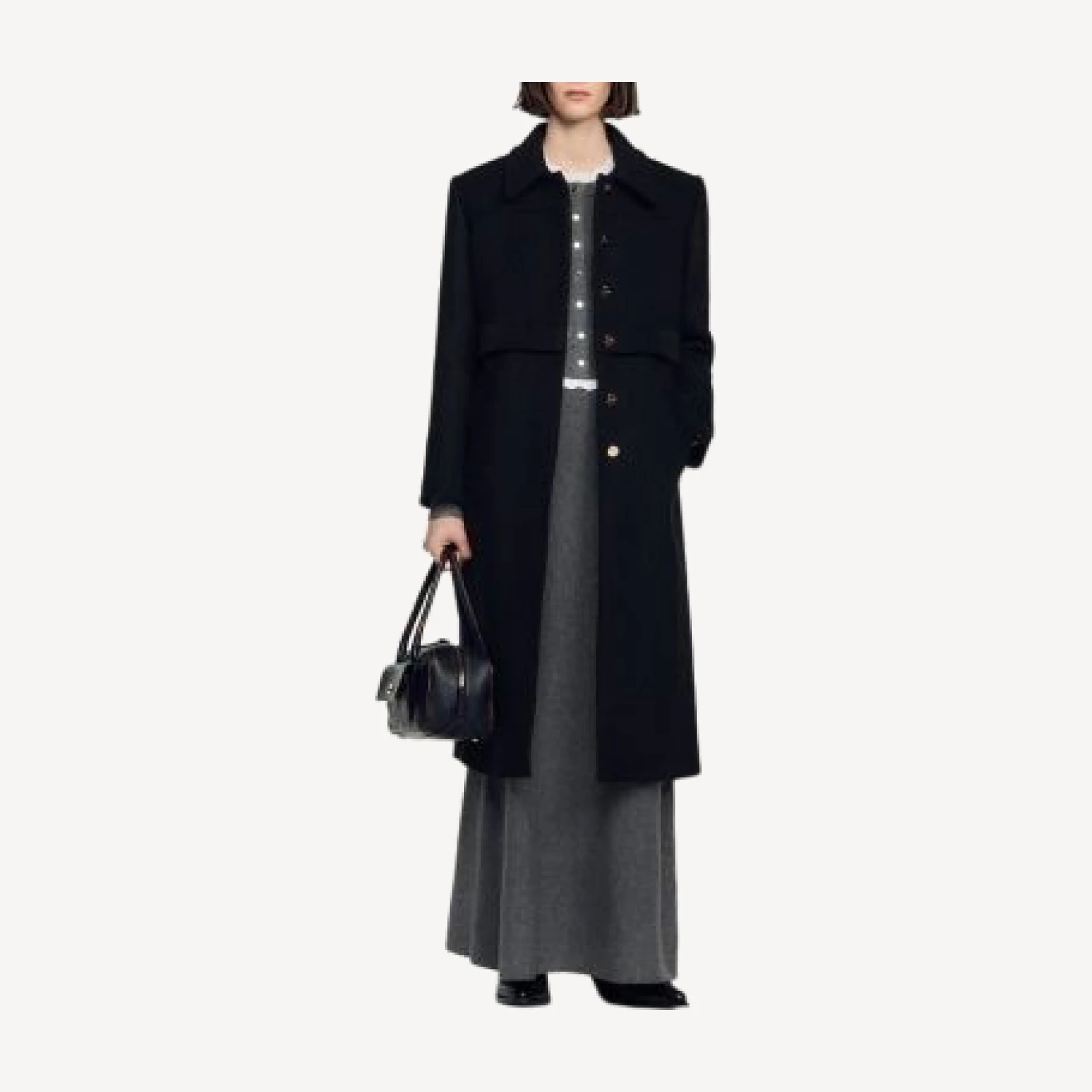 Sandro Clayton Wool Blend Layered Look Coat