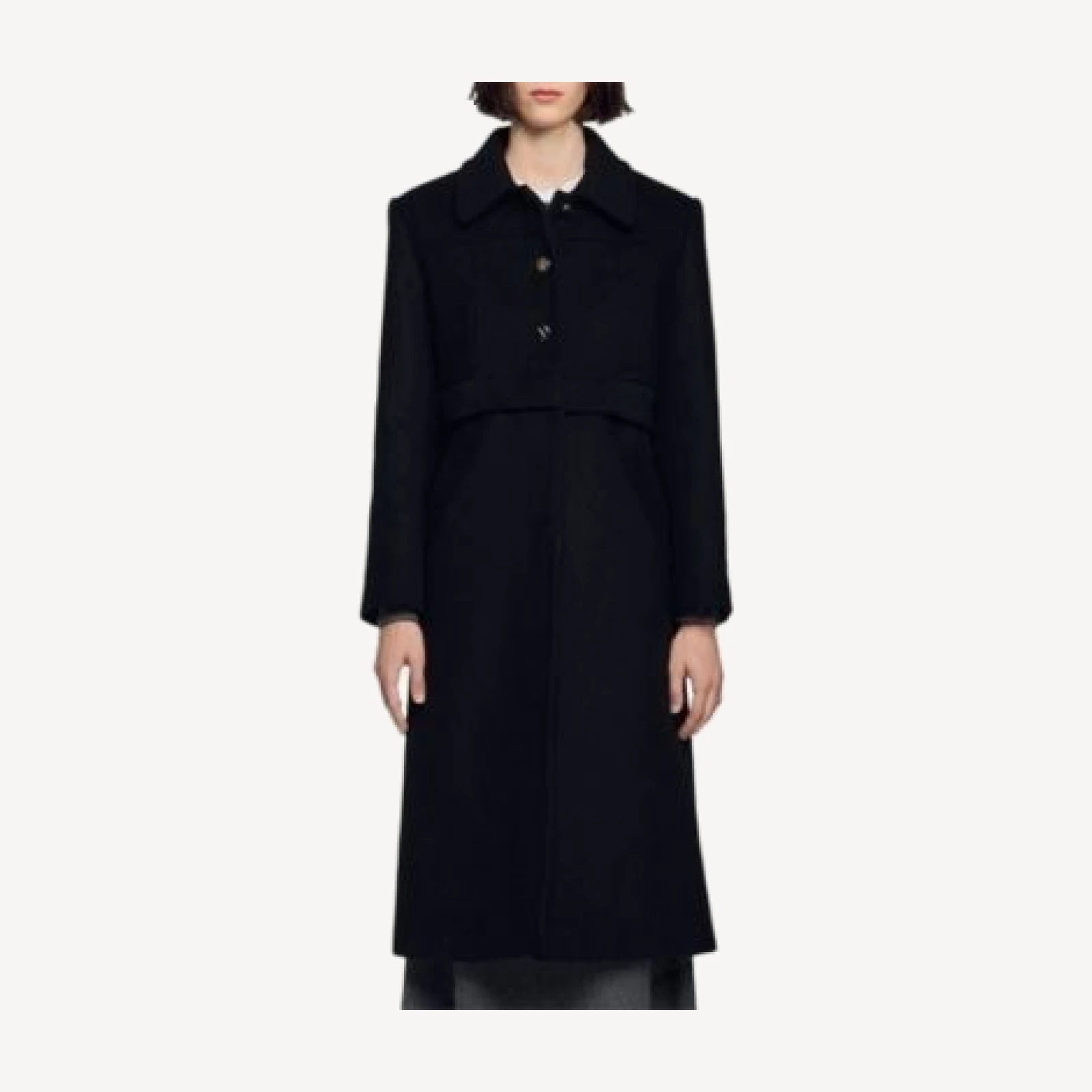 Sandro Clayton Wool Blend Layered Look Coat