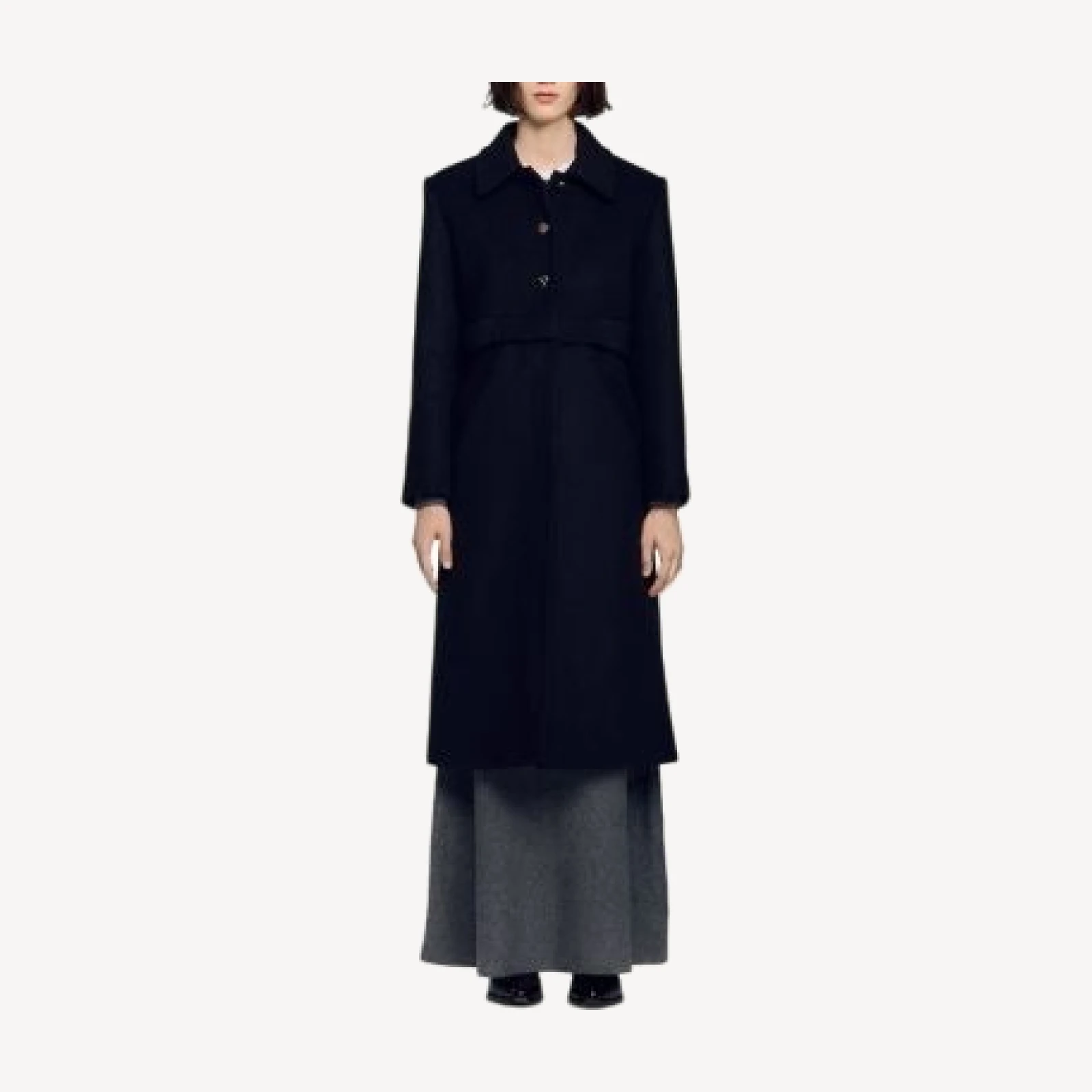 Sandro Clayton Wool Blend Layered Look Coat