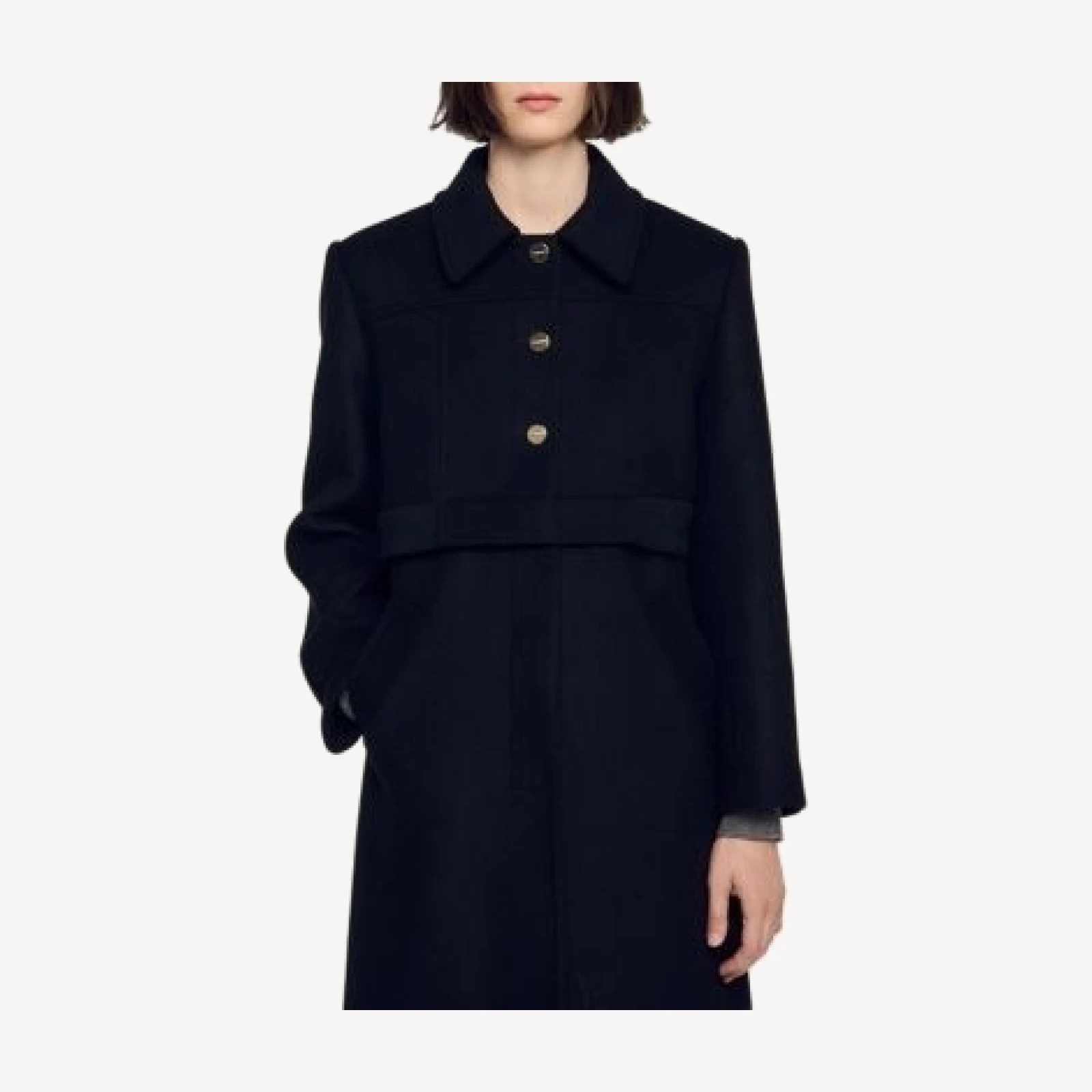 Sandro Clayton Wool Blend Layered Look Coat