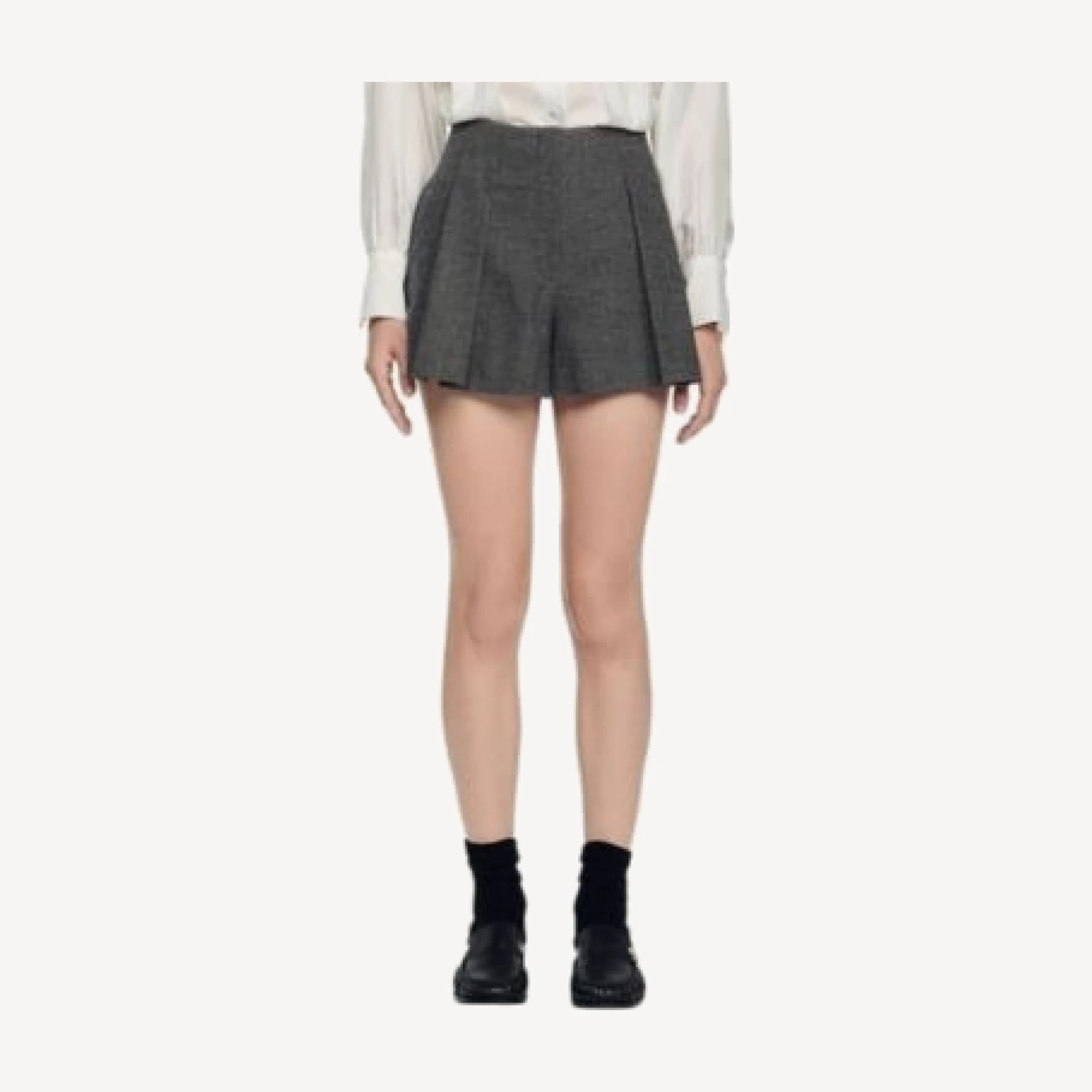 Sandro Nerina Pleated Houndstooth Shorts