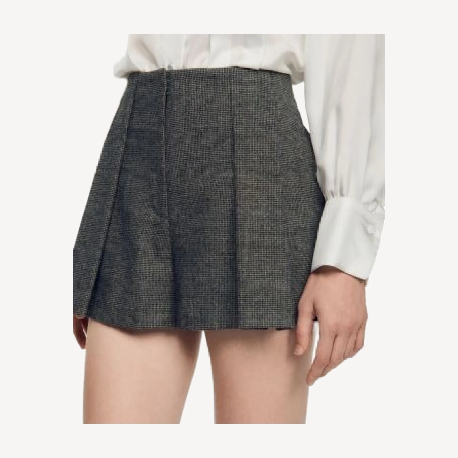 Sandro Nerina Pleated Houndstooth Shorts