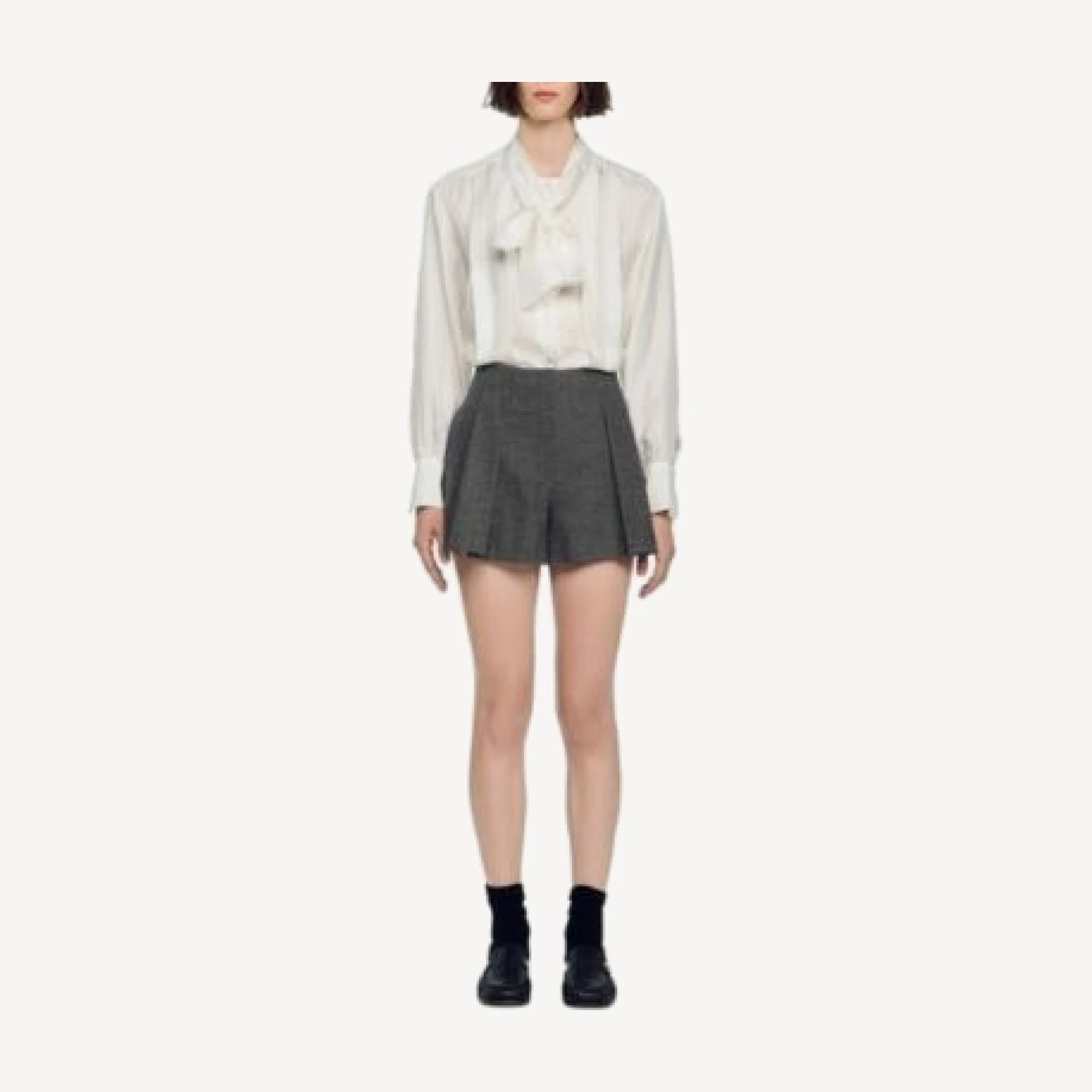 Sandro Nerina Pleated Houndstooth Shorts