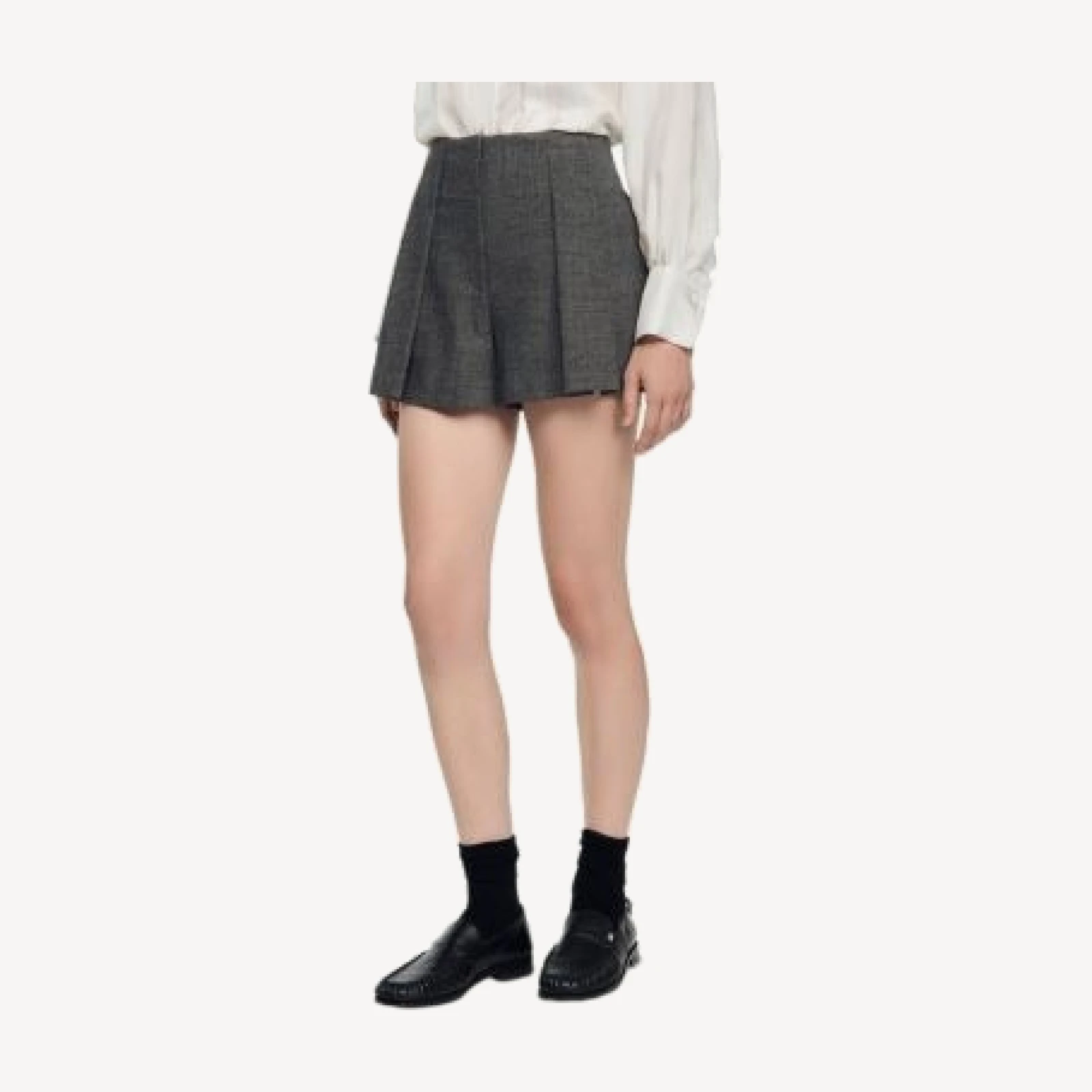 Sandro Nerina Pleated Houndstooth Shorts