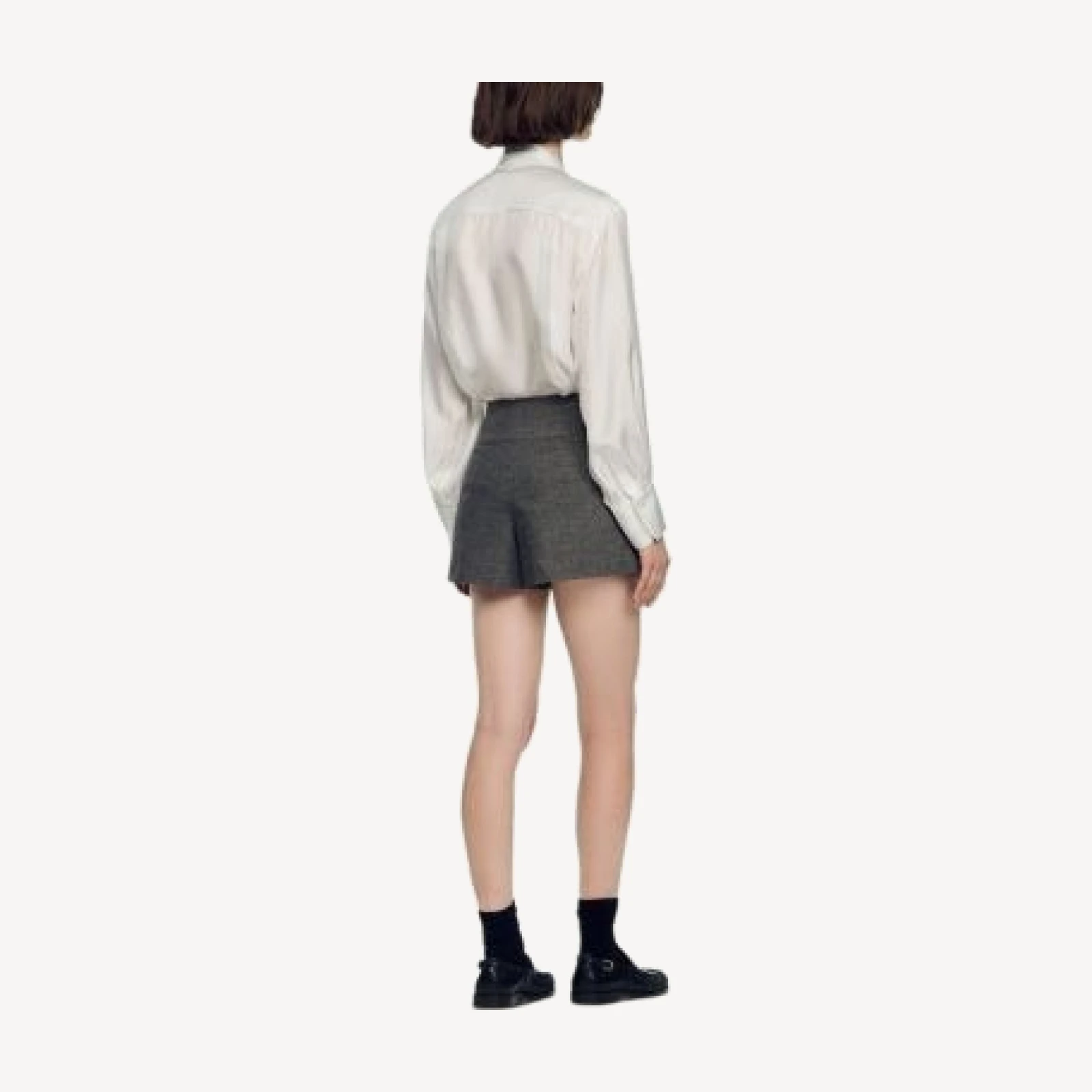 Sandro Nerina Pleated Houndstooth Shorts