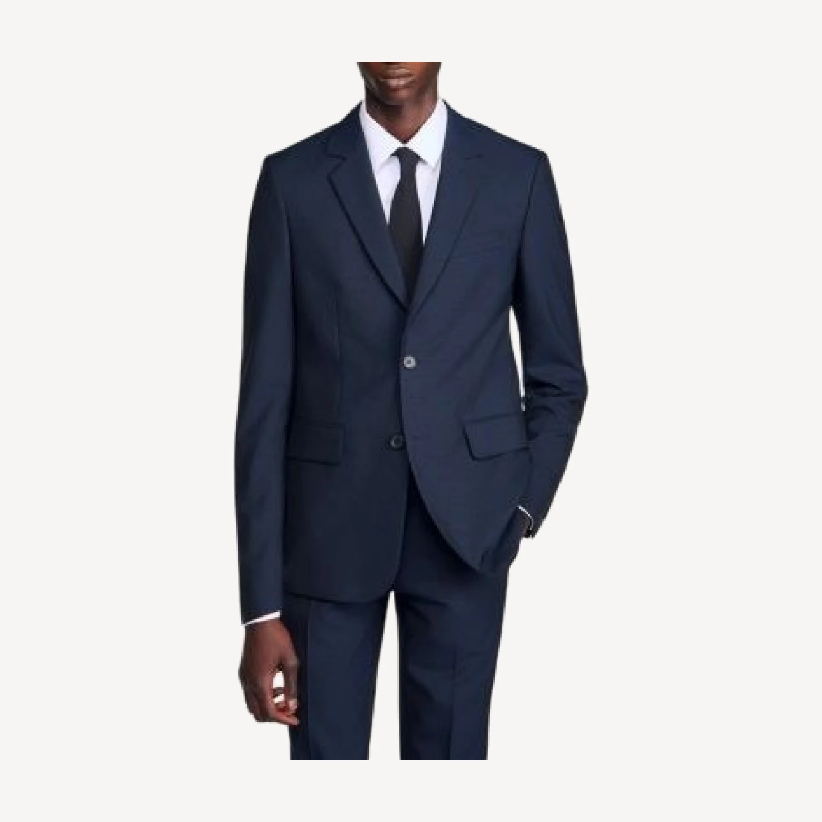 Sandro Wool Formal Pique Loose Fit Suit Jacket