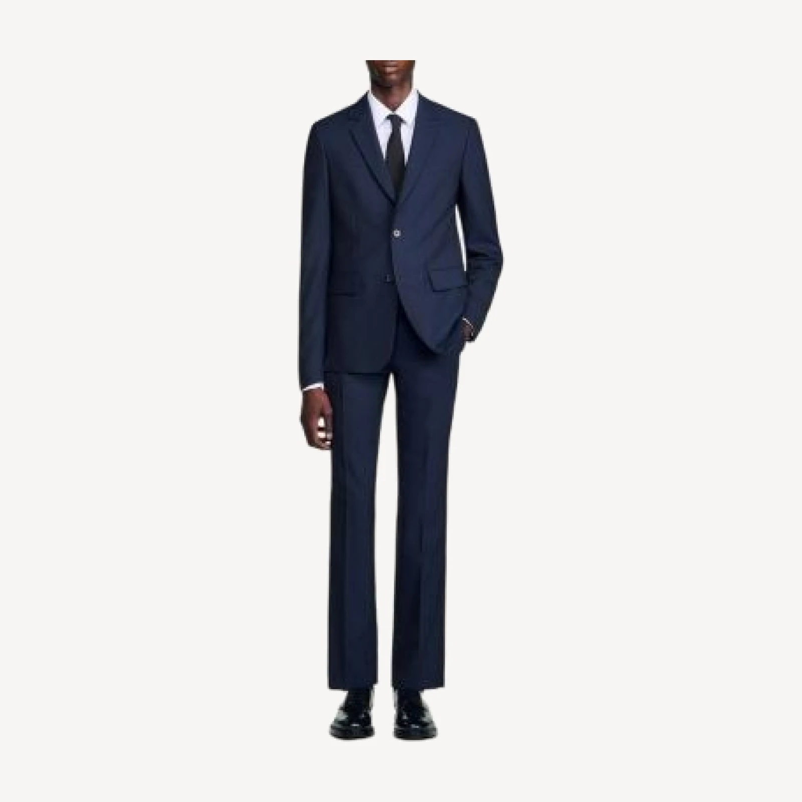 Sandro Wool Formal Pique Loose Fit Suit Jacket