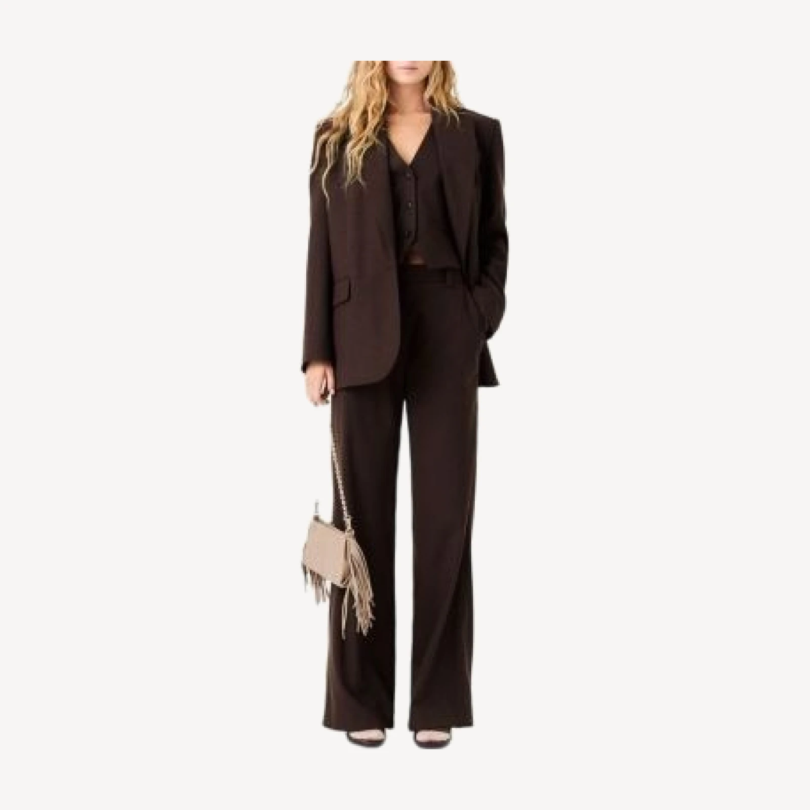 Maje Rhinestone Embellished Wide Leg Pants