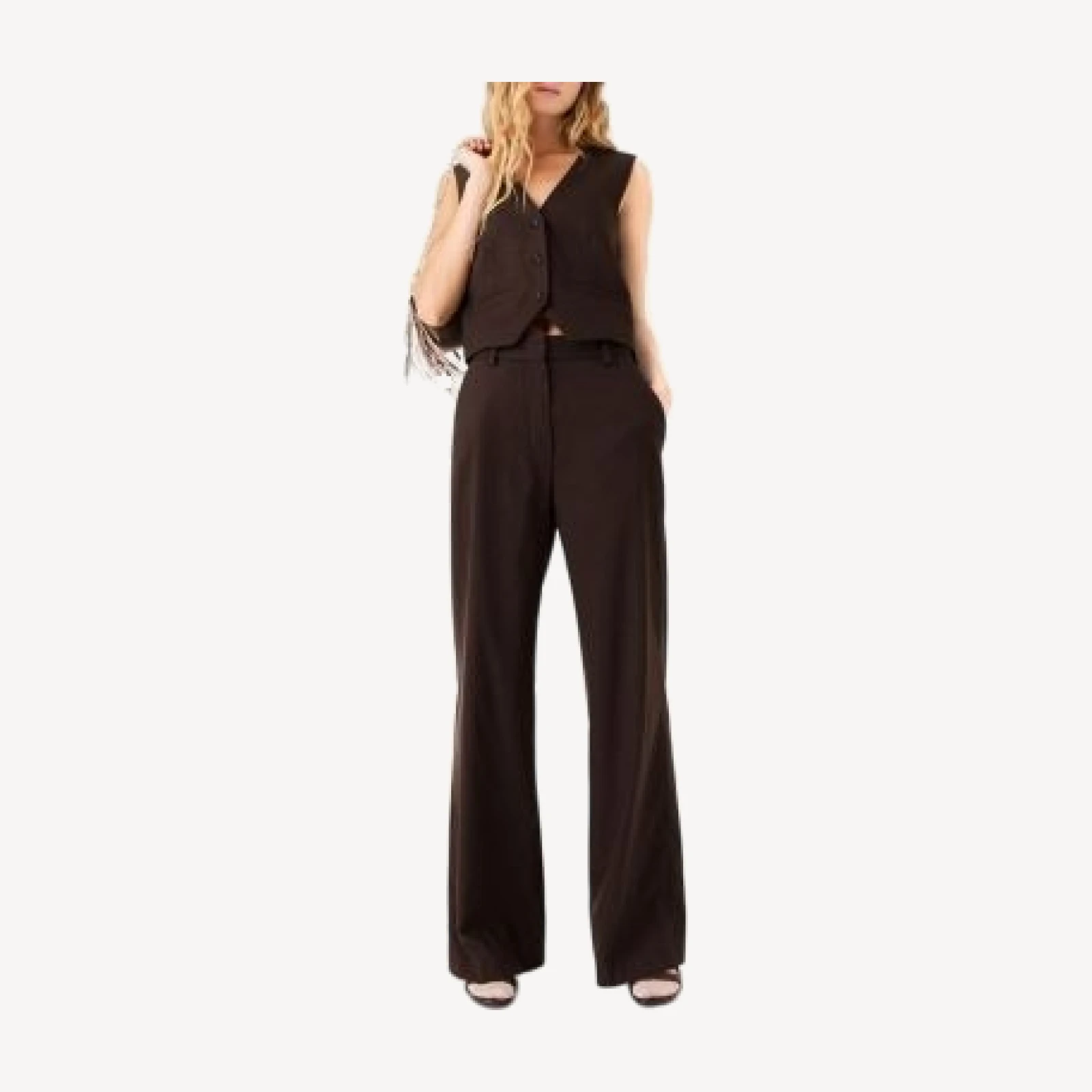 Maje Rhinestone Embellished Wide Leg Pants