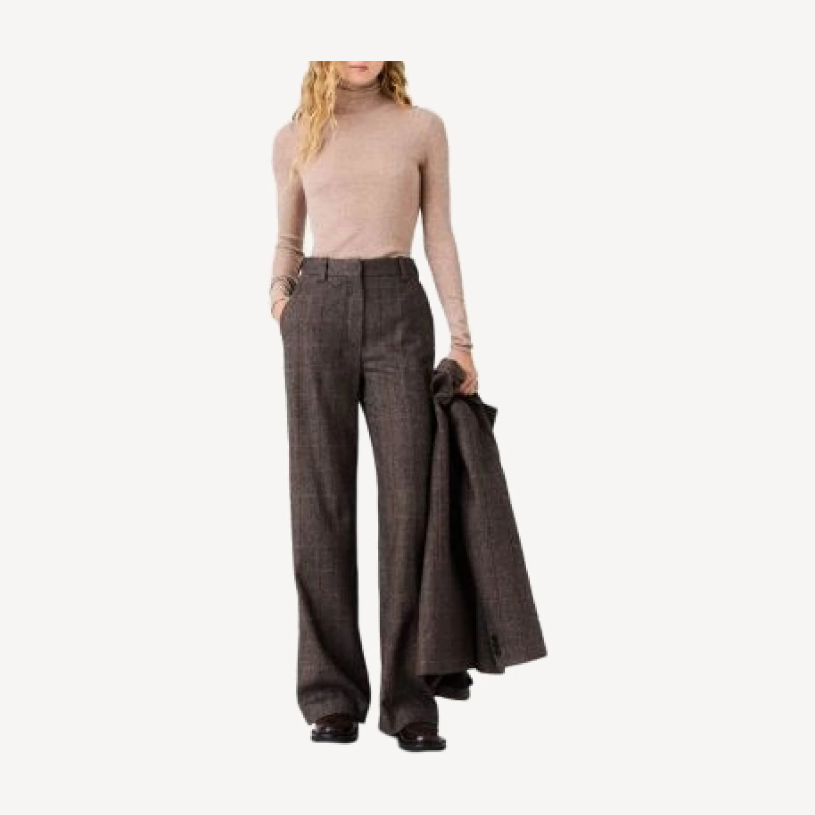 Maje Mixed Print Wool Blend Pants