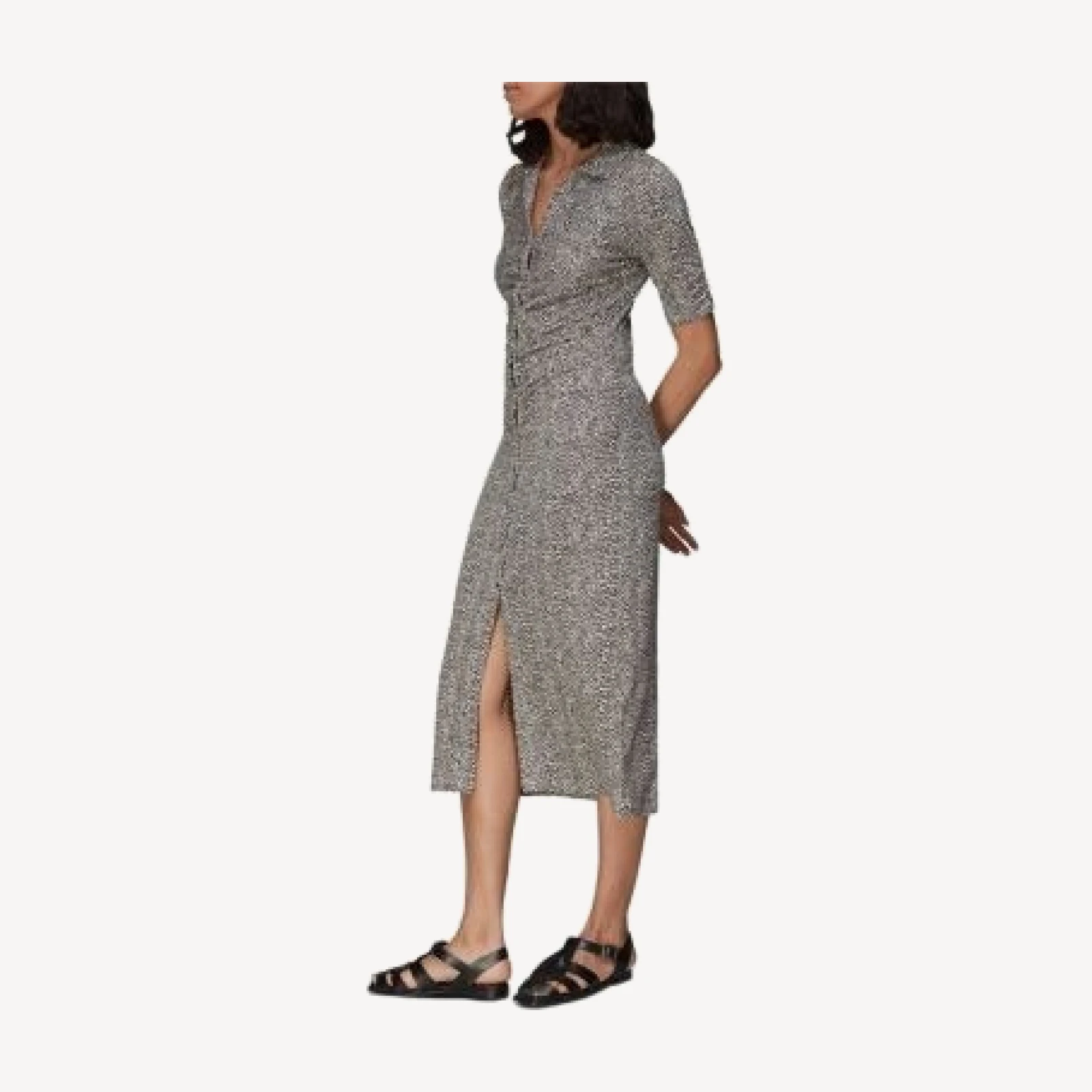 Whistles Leopard Print Ruched Shirt Dress