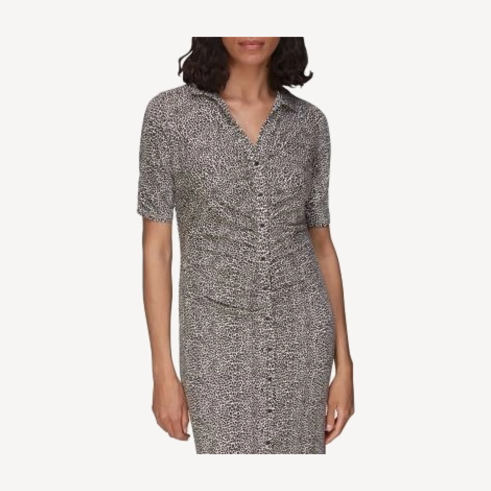 Whistles Leopard Print Ruched Shirt Dress