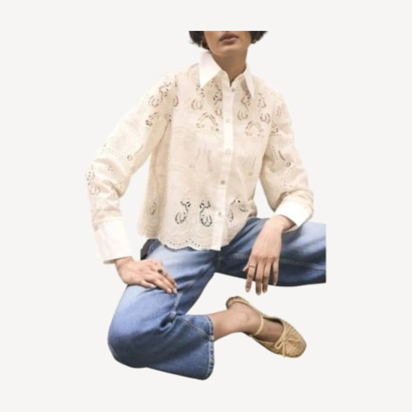 Mint Velvet Women's Crochet Cropped Shirt