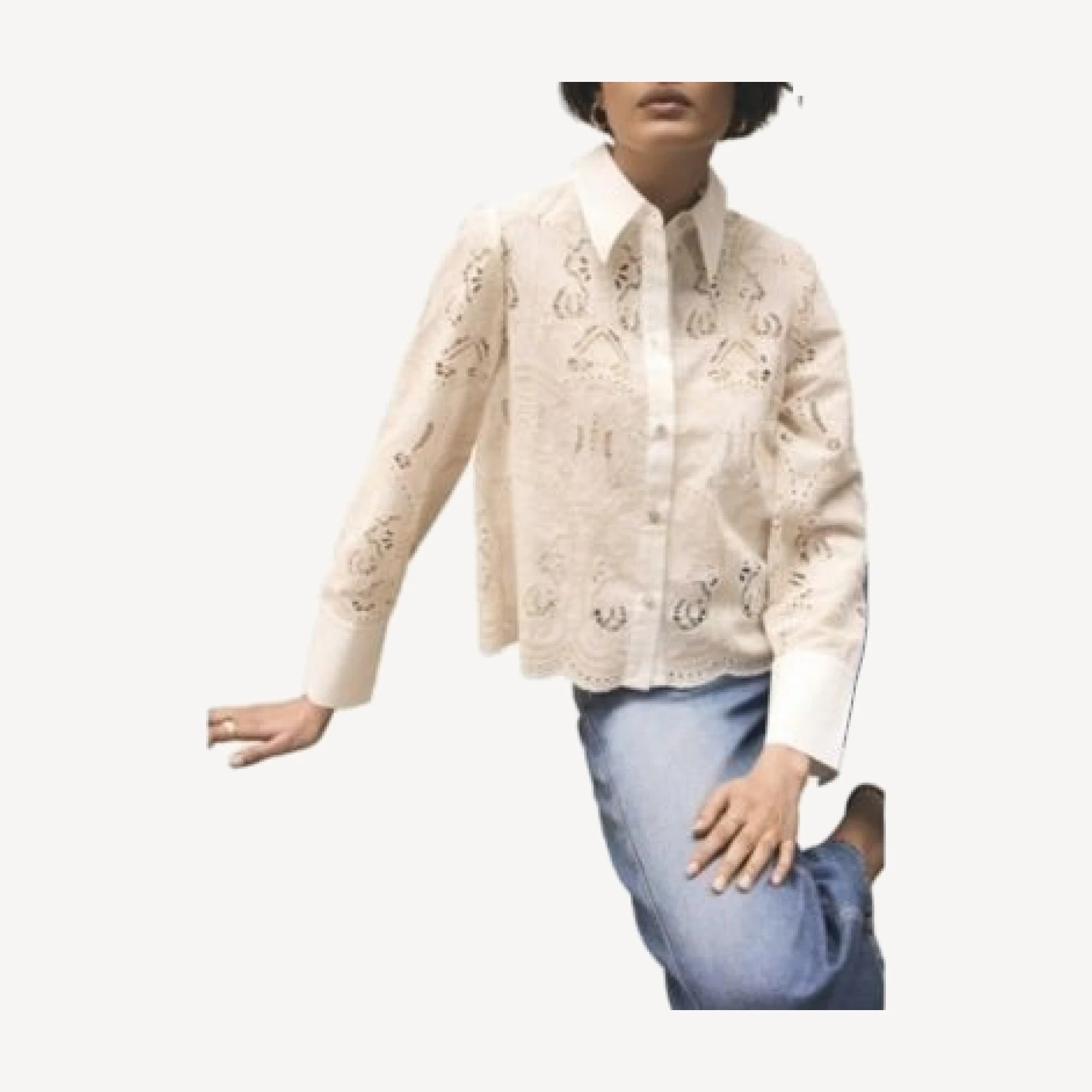 Mint Velvet Women's Crochet Cropped Shirt
