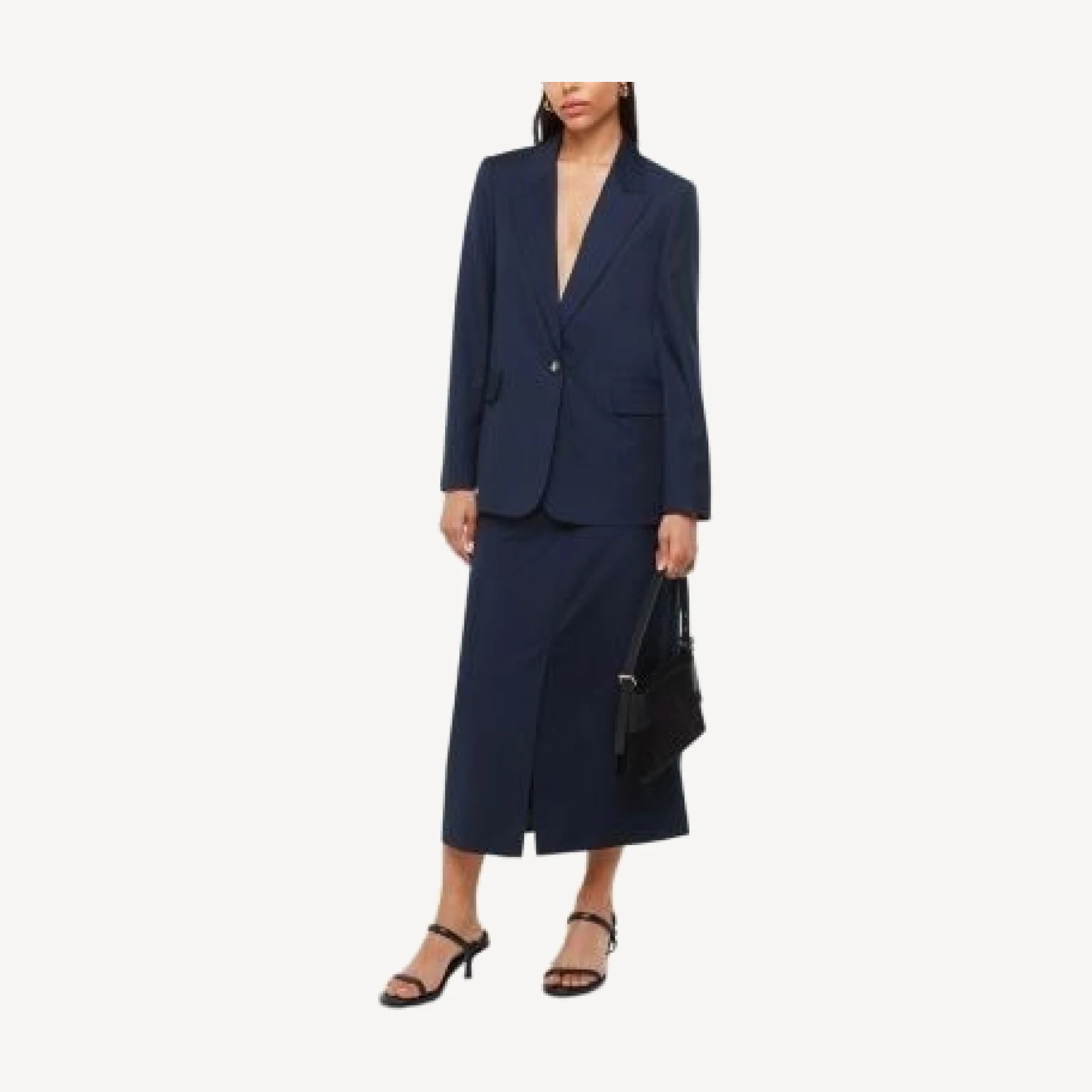 Whistles Pinstriped Tailored Midi Skirt