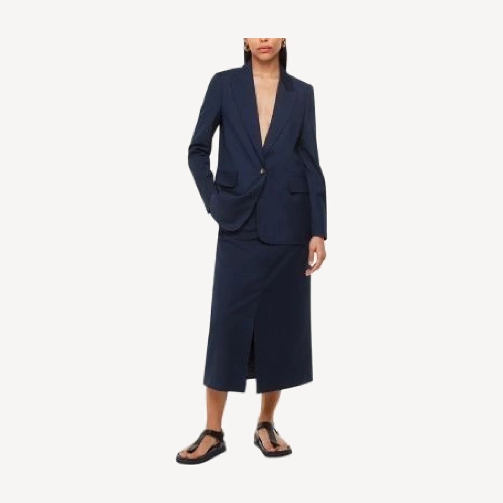 Whistles Pinstriped Tailored Midi Skirt