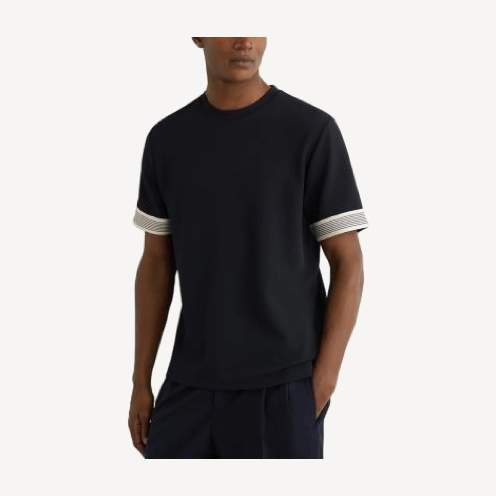 Reiss Textured Tape Cuff T-Shirt