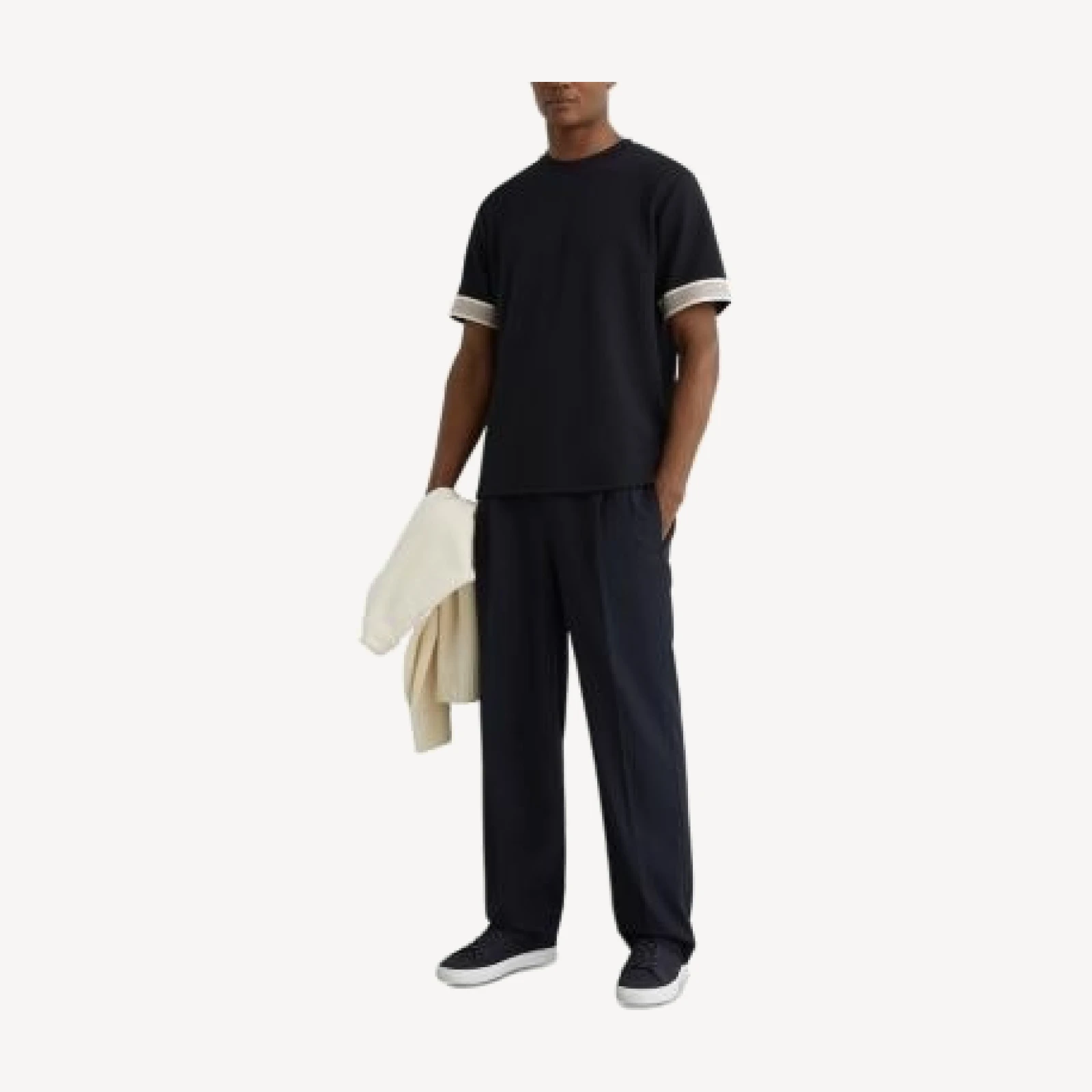 Reiss Textured Tape Cuff T-Shirt