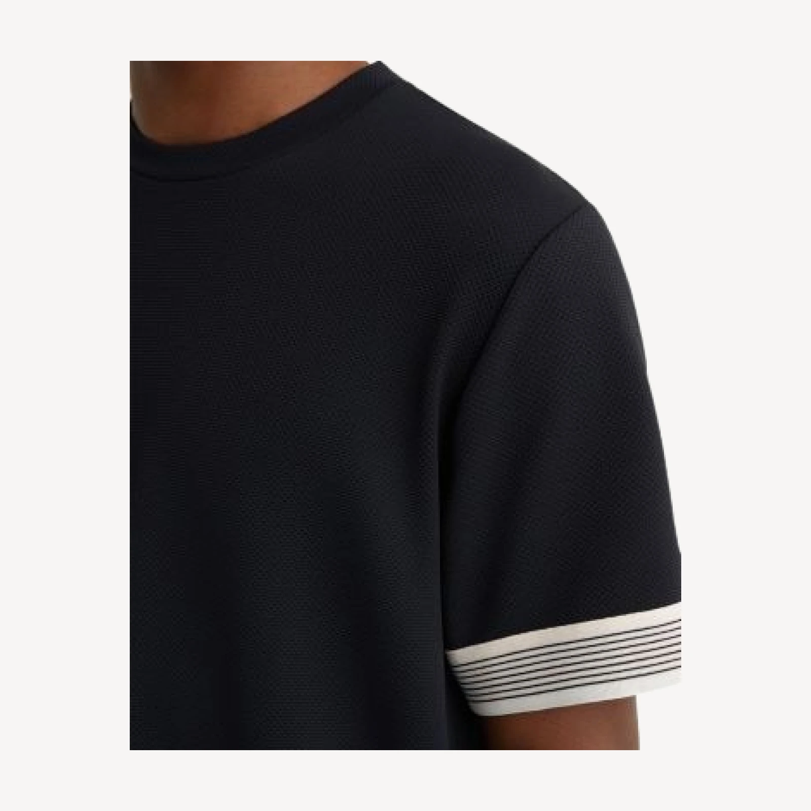 Reiss Textured Tape Cuff T-Shirt