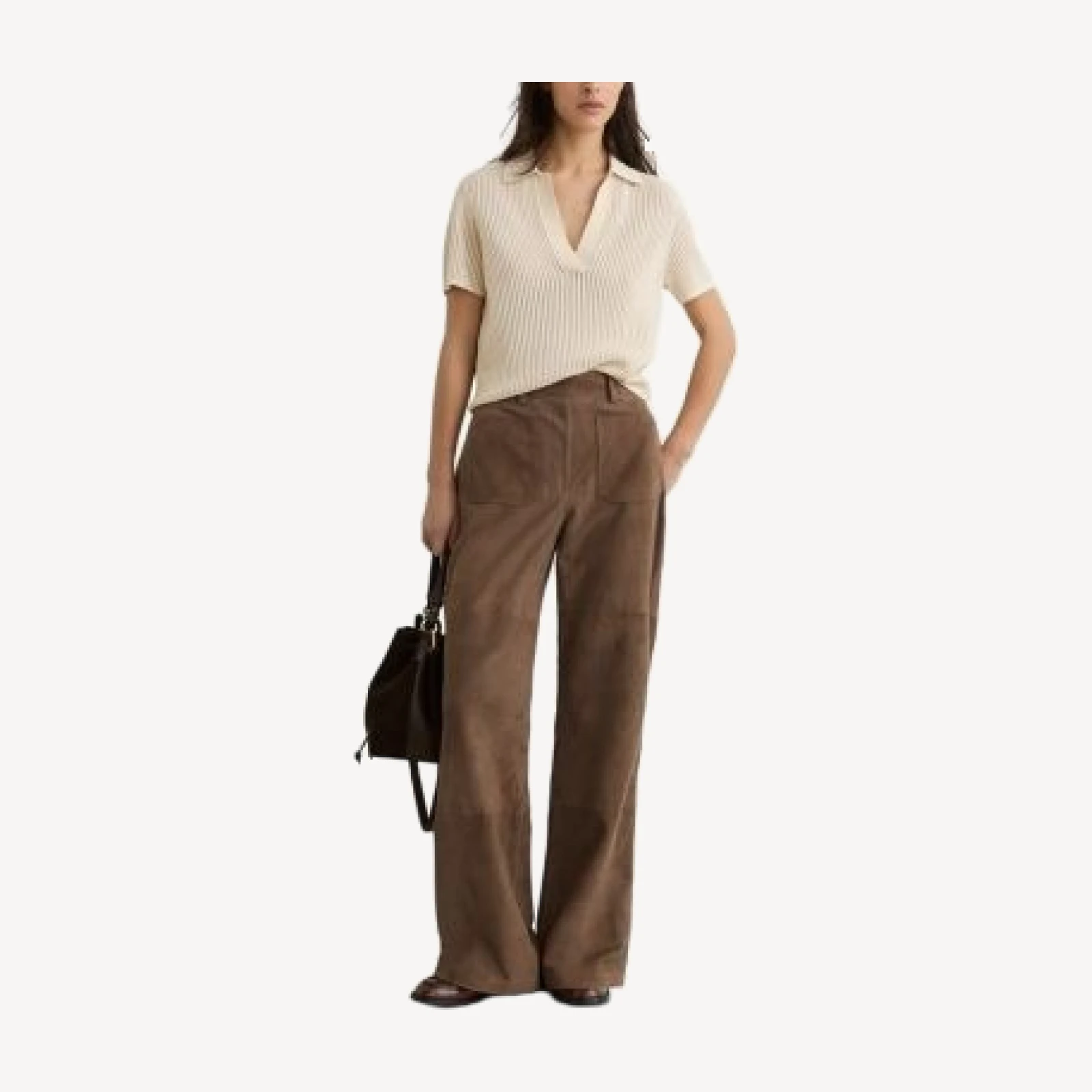 Reiss Priya Flare Leg Suede Pants