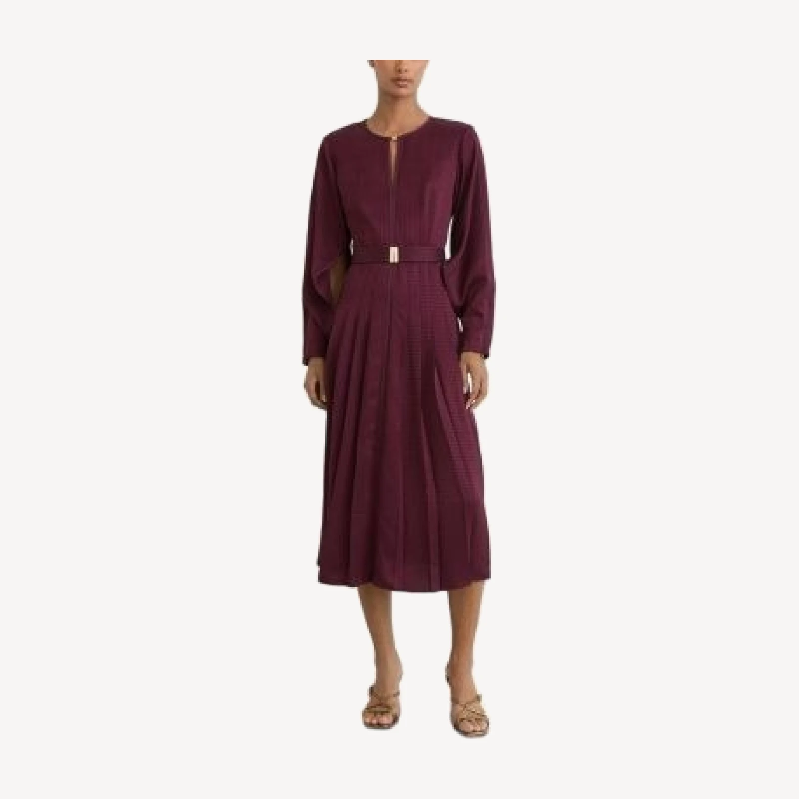 Reiss Kea Houndstooth Check Belted Midi Dress