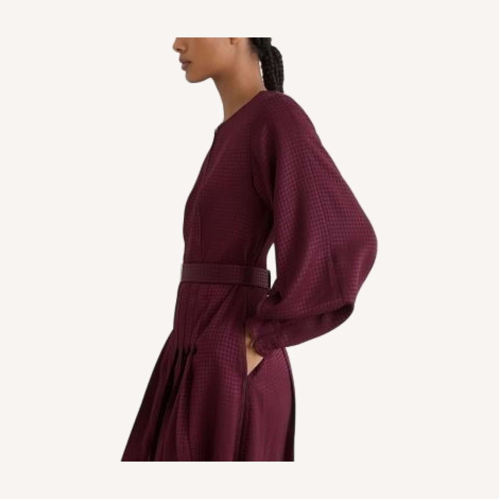Reiss Kea Houndstooth Check Belted Midi Dress