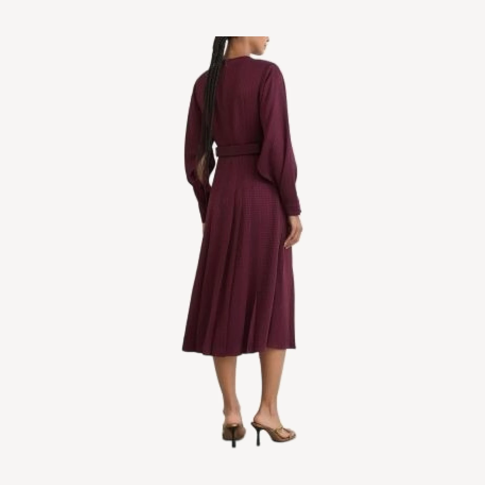 Reiss Kea Houndstooth Check Belted Midi Dress