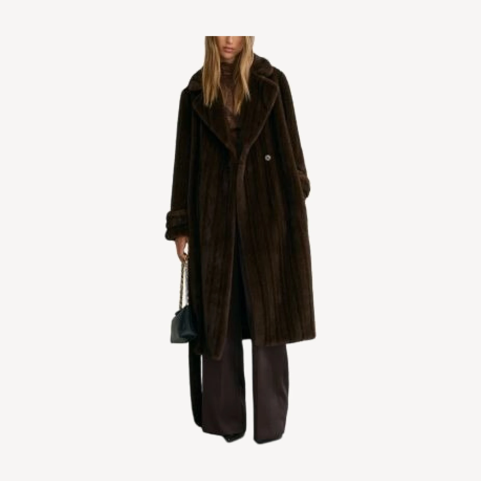 Reiss Petites Cate Double Breasted Faux Fur Coat