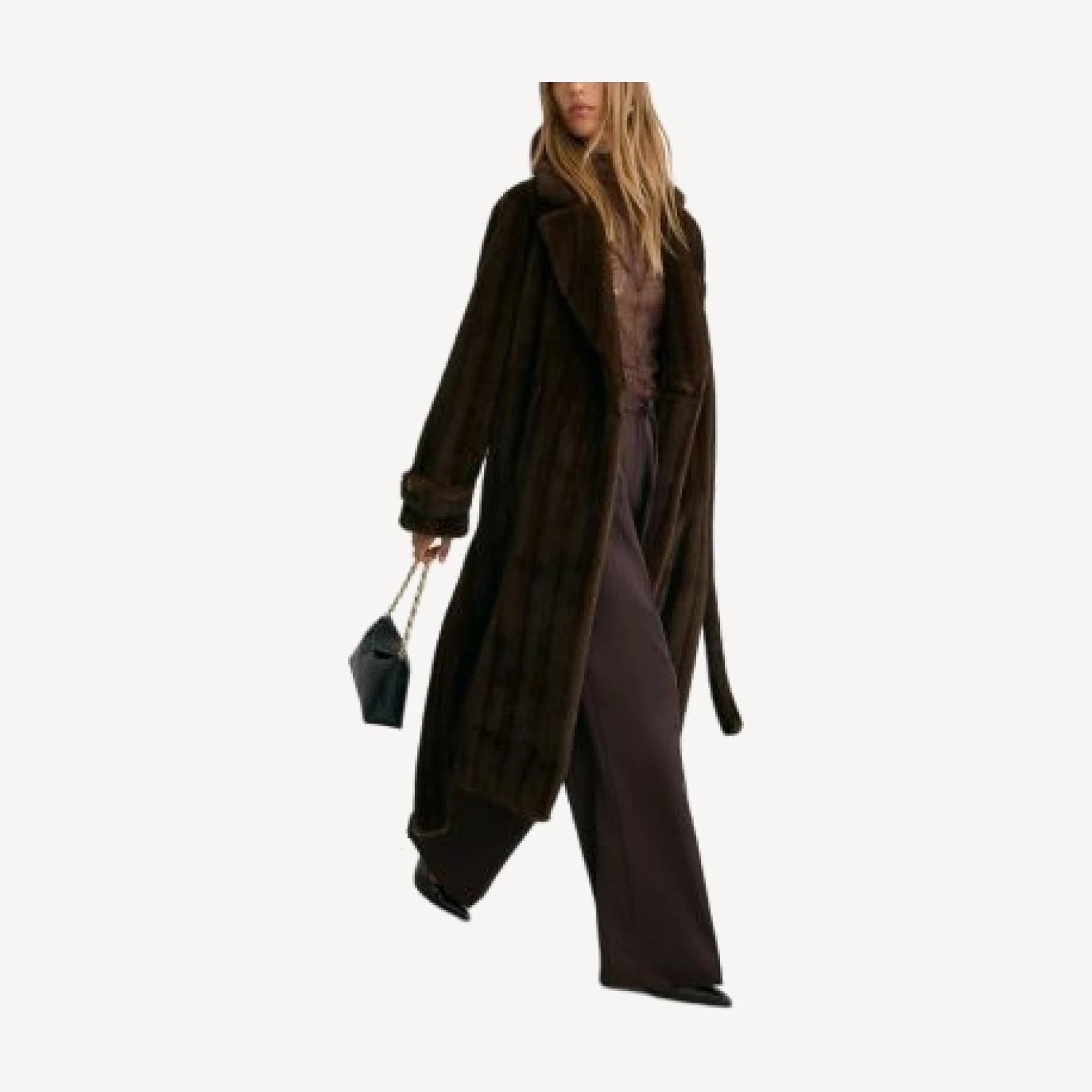 Reiss Petites Cate Double Breasted Faux Fur Coat