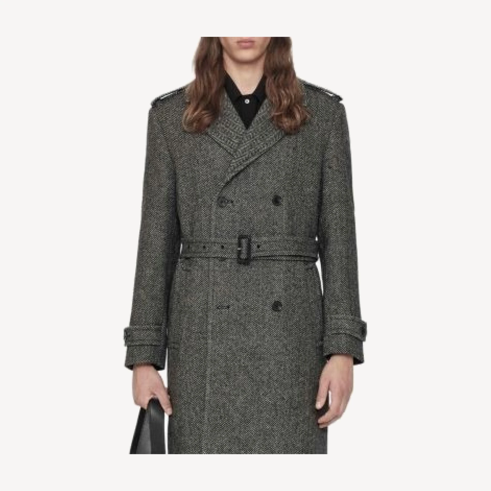Allsaints Coltra Wool Blend Herringbone Trench Coat