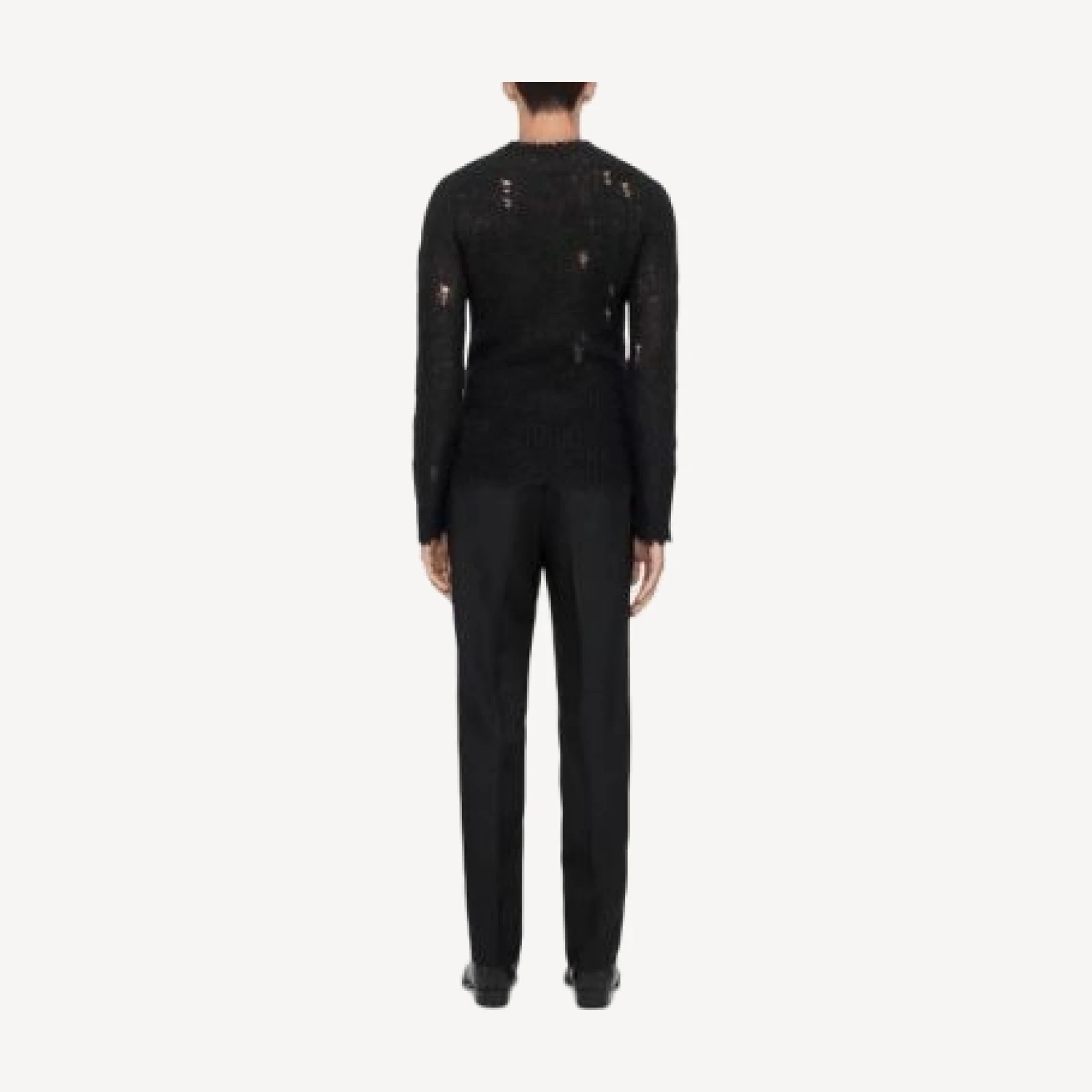 Allsaints Parx Distressed Rib Knit Crewneck Sweater