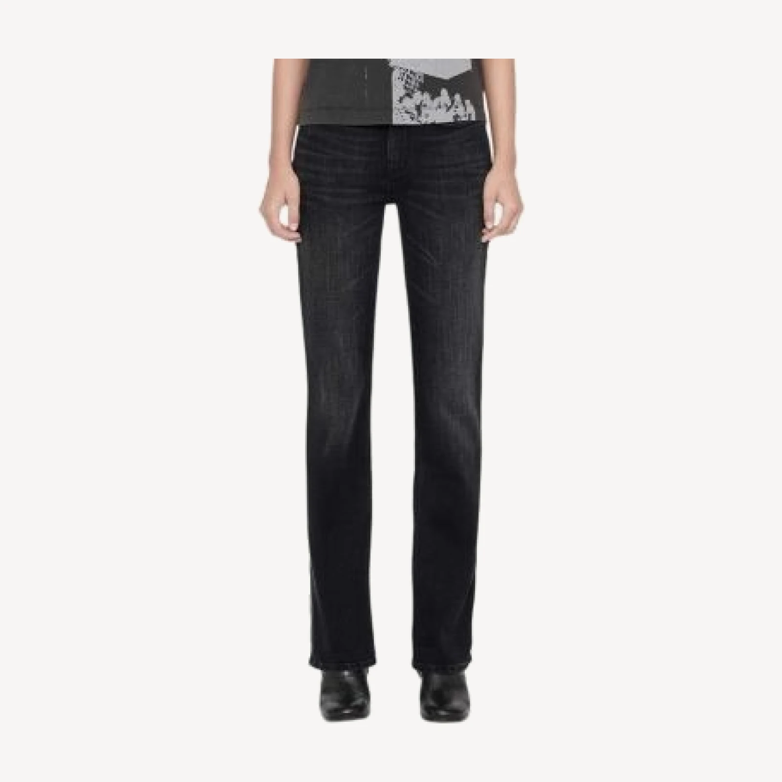 Allsaints Eve Cotton Stretch High Rise Bootcut Jeans in Washed Black