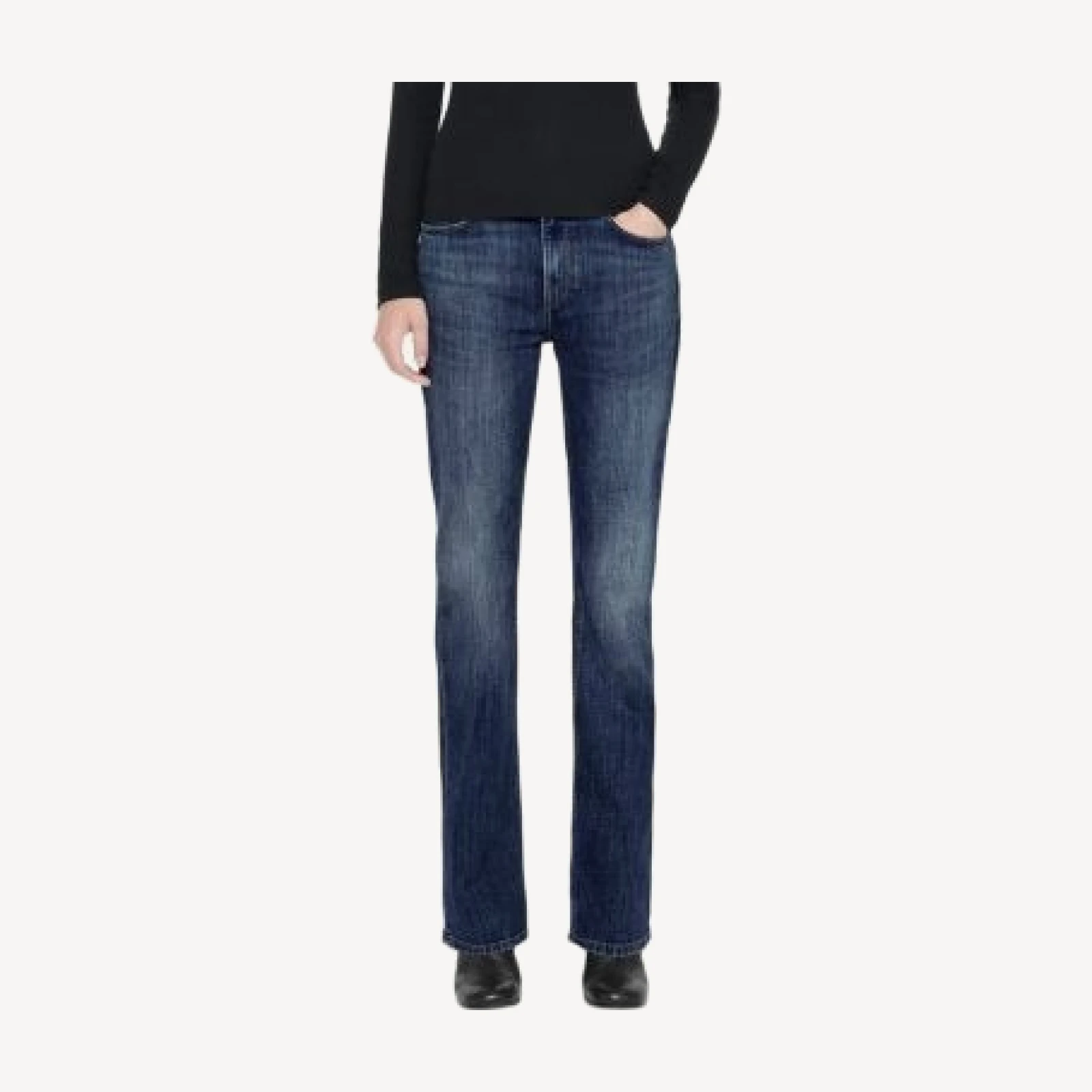 Allsaints Eve Cotton Stretch High Rise Bootcut Jeans in Dark Indigo