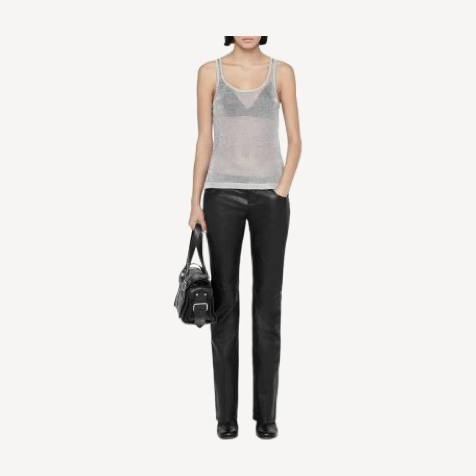 Allsaints Silvi Metallic Sheer Scoop Neck Tank