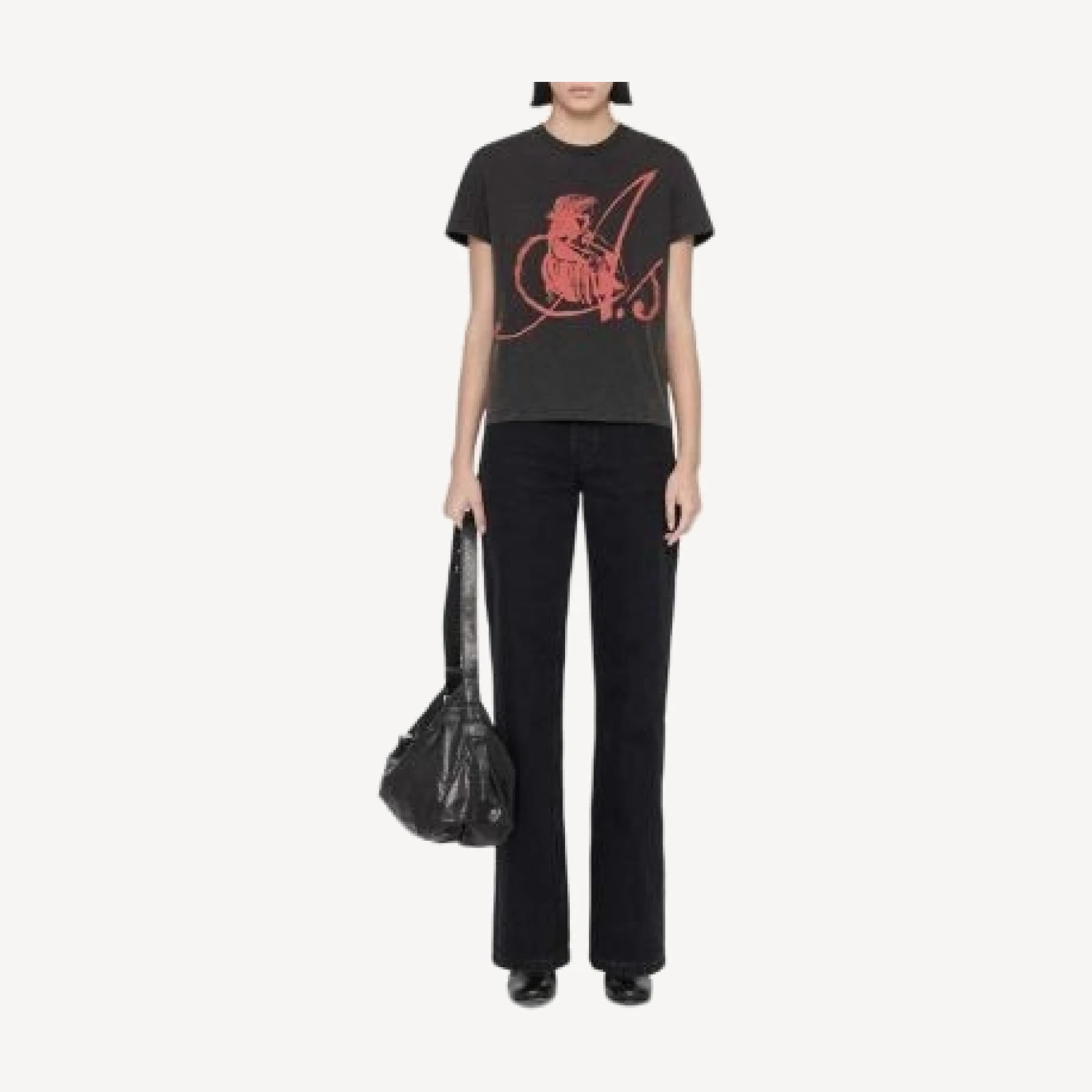 Allsaints Cohen Mid Rise Straight Jeans in Black